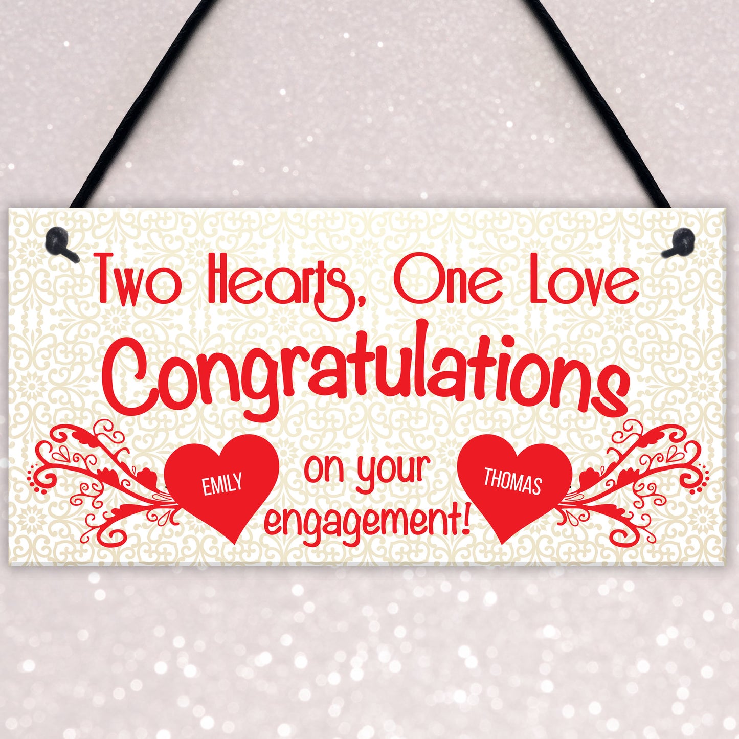 Personalised Congratulations Engagement Gift Hanging Plaque