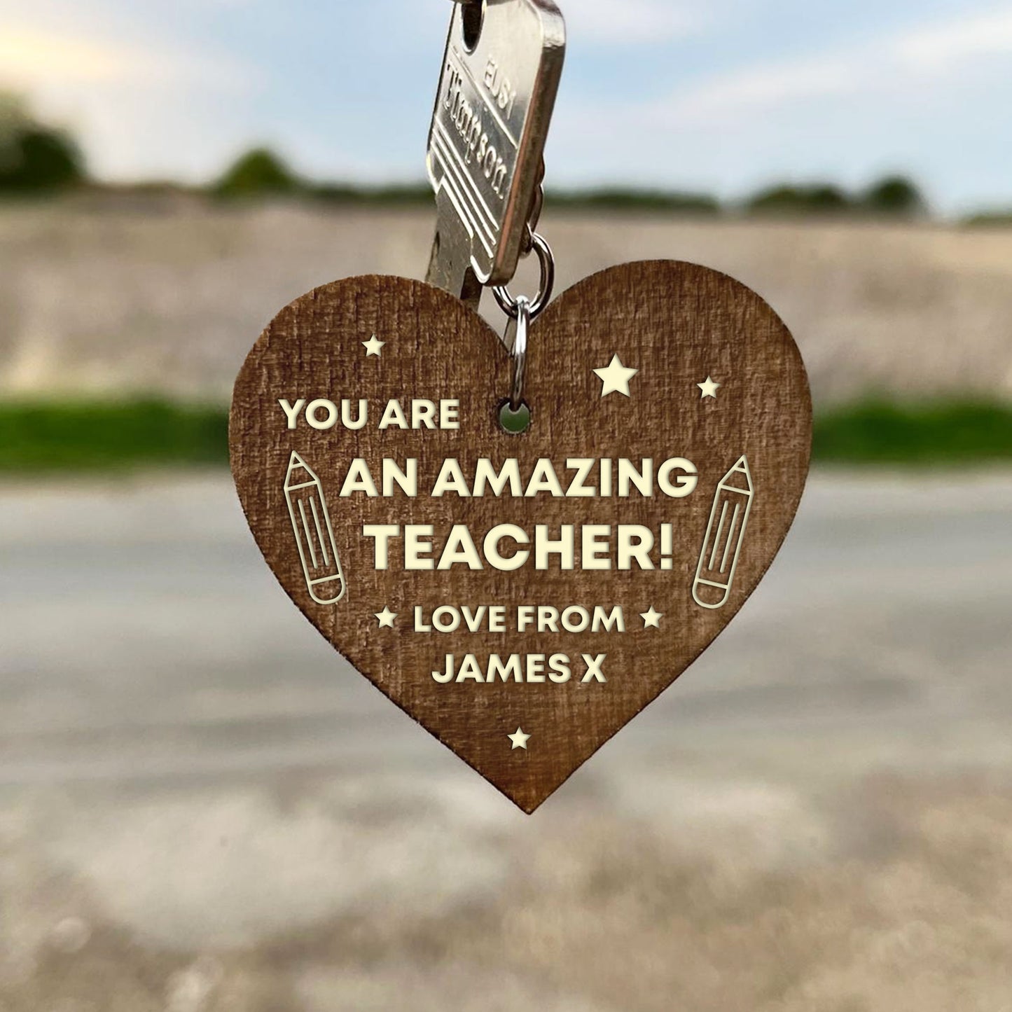 Personalised Teacher Thank You Gifts Wood Keyring Gifts