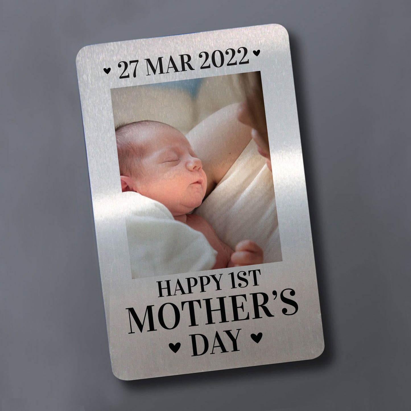 1st Mothers Day Gift Photo Metal Card Personalised Gift