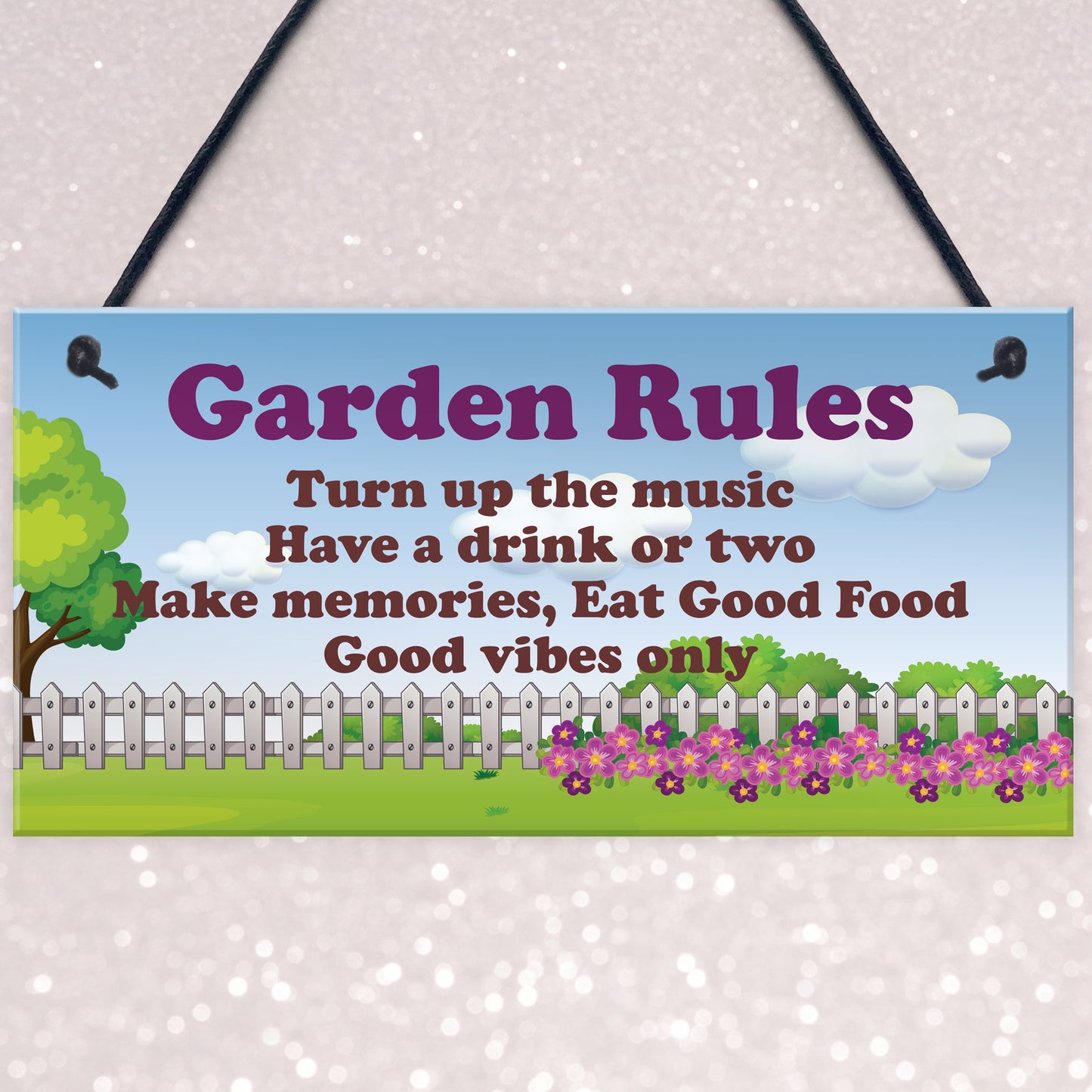 Cool Garden Rules Sign Hanging Shed Summerhouse Plaque Garden