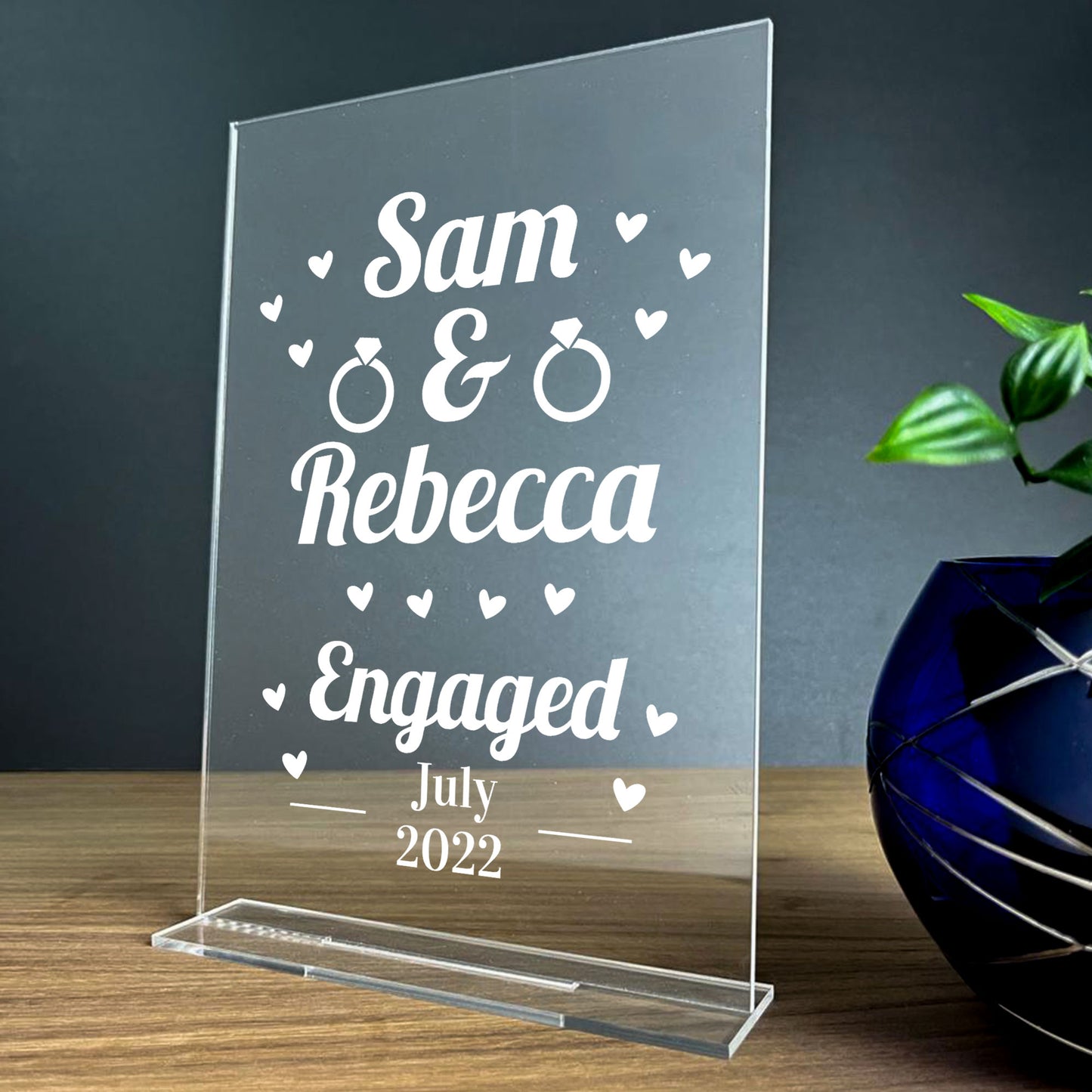 Personalised Engagement Gift Standing Plaque Gift For Him Her