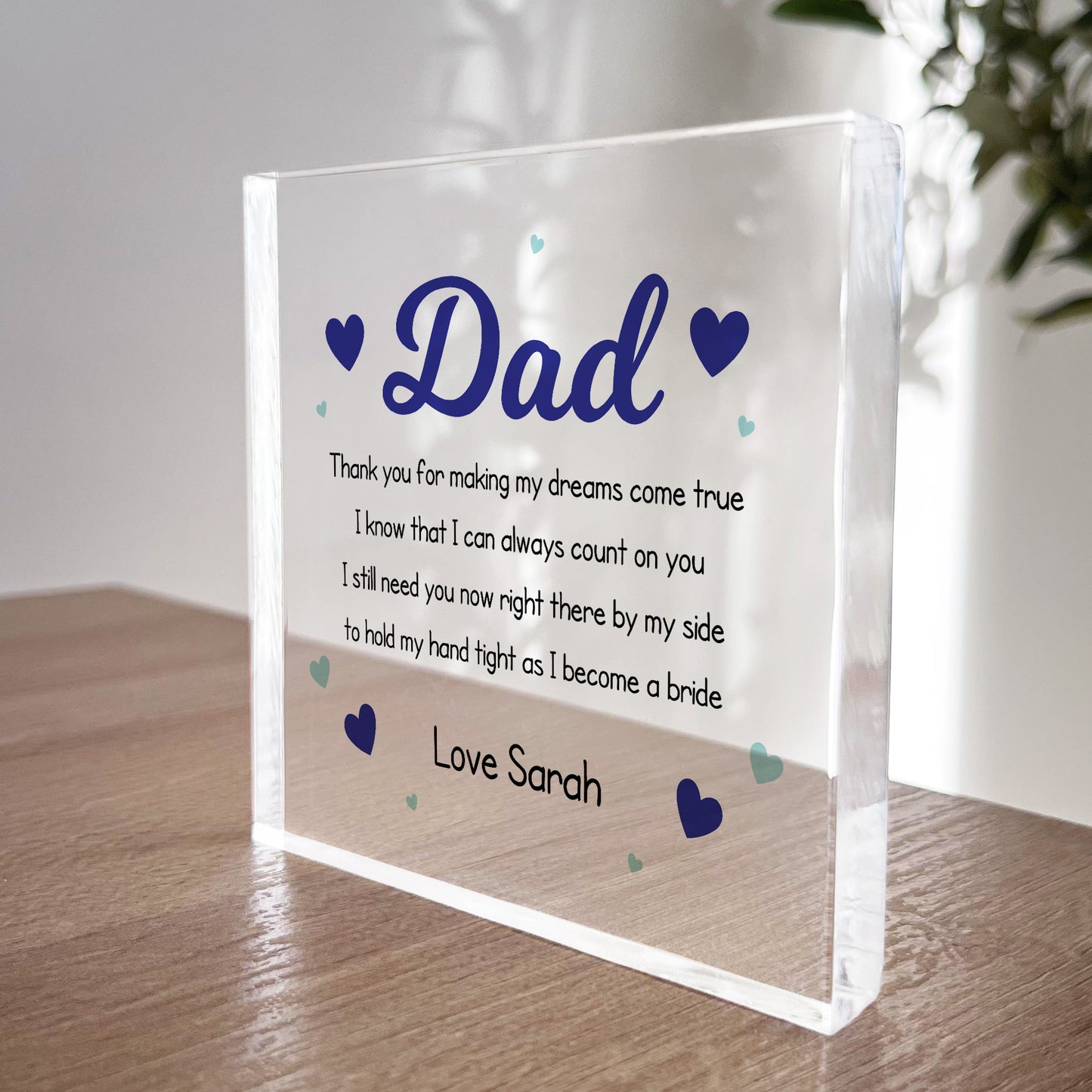 Wedding Day Gift For Dad From Bride Personalised Acrylic Block