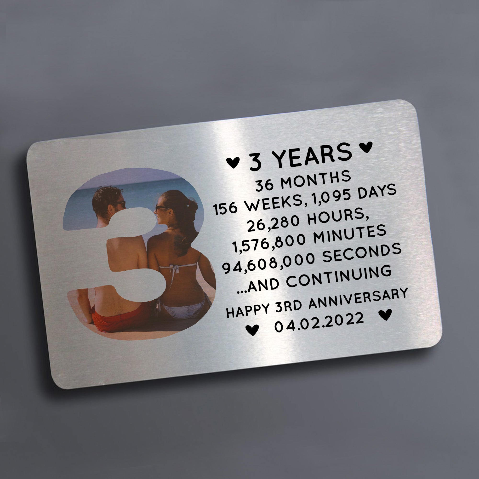 Personalised Gifts For 3rd Anniversary, Three Year Anniversary Gift For  Husband For Wife, 3 Year Anniversary Gift Ideas