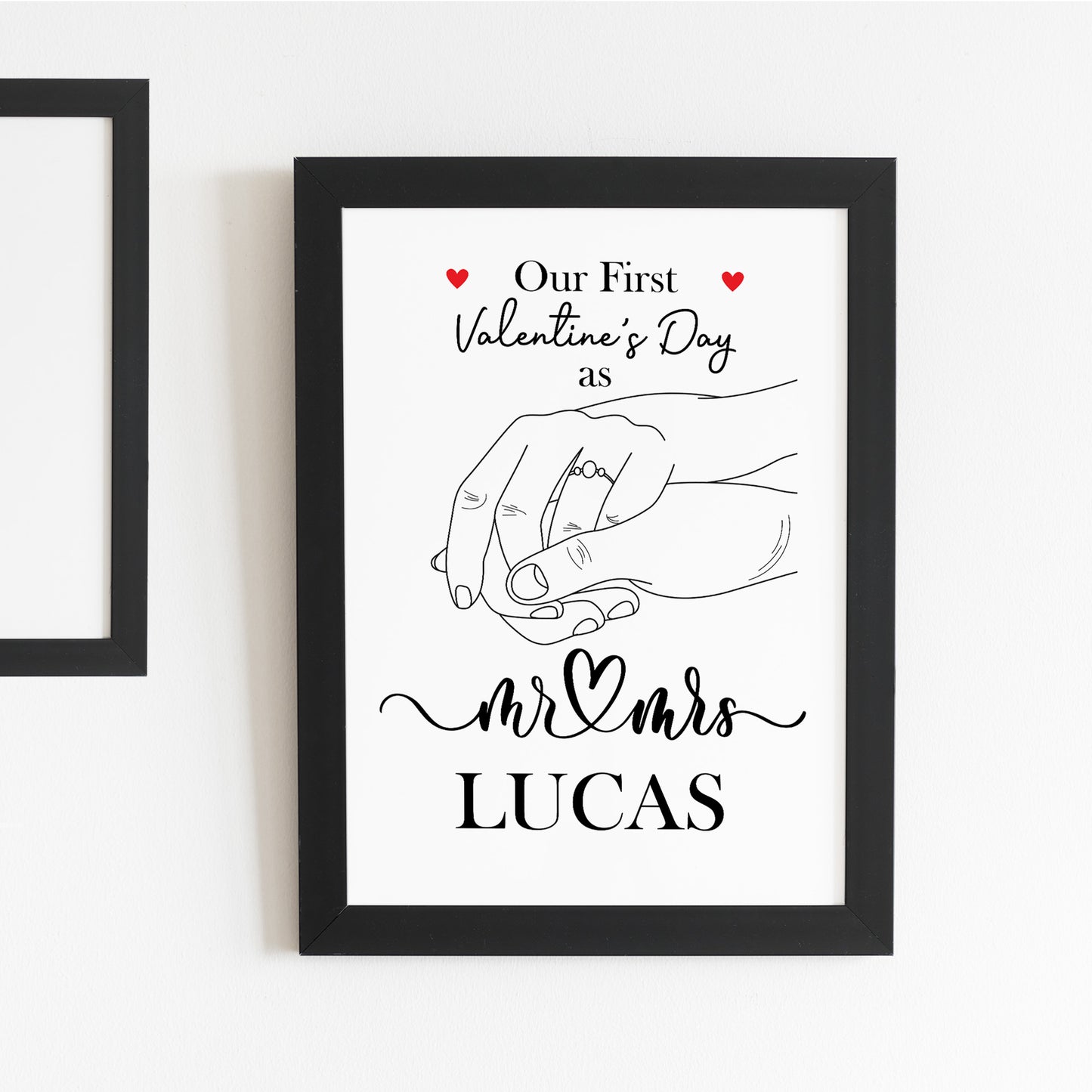 1st First Valentines Day Married Framed Print Gift For Couple