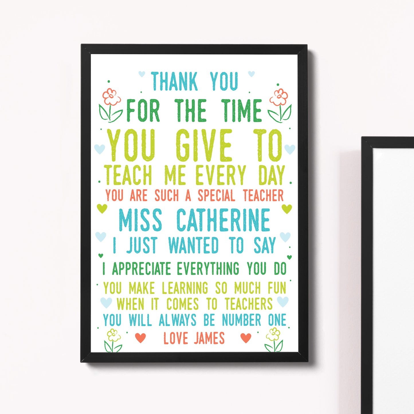 Teacher Thank You Poem Personalised Print Leaving School Present