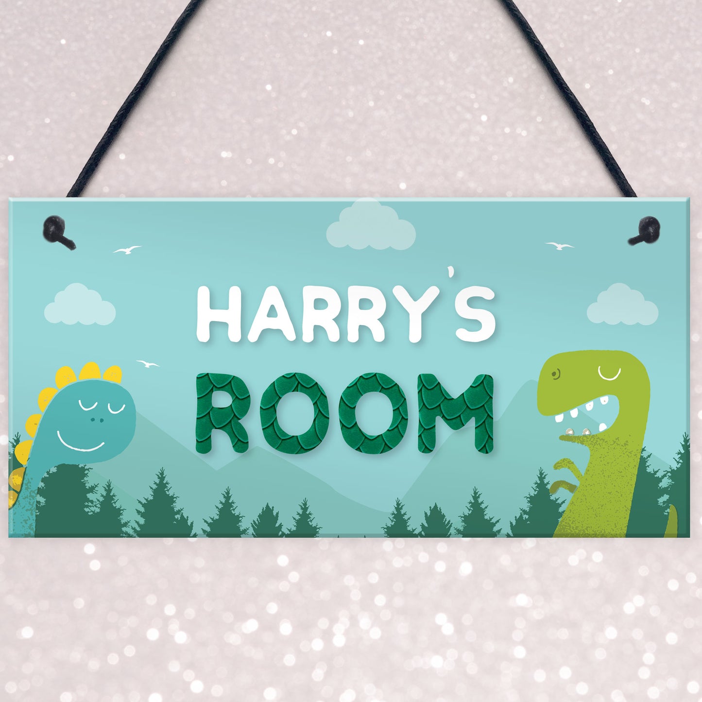 Dinosaur Personalised Door Sign Kids Bedroom Nursery Birthday