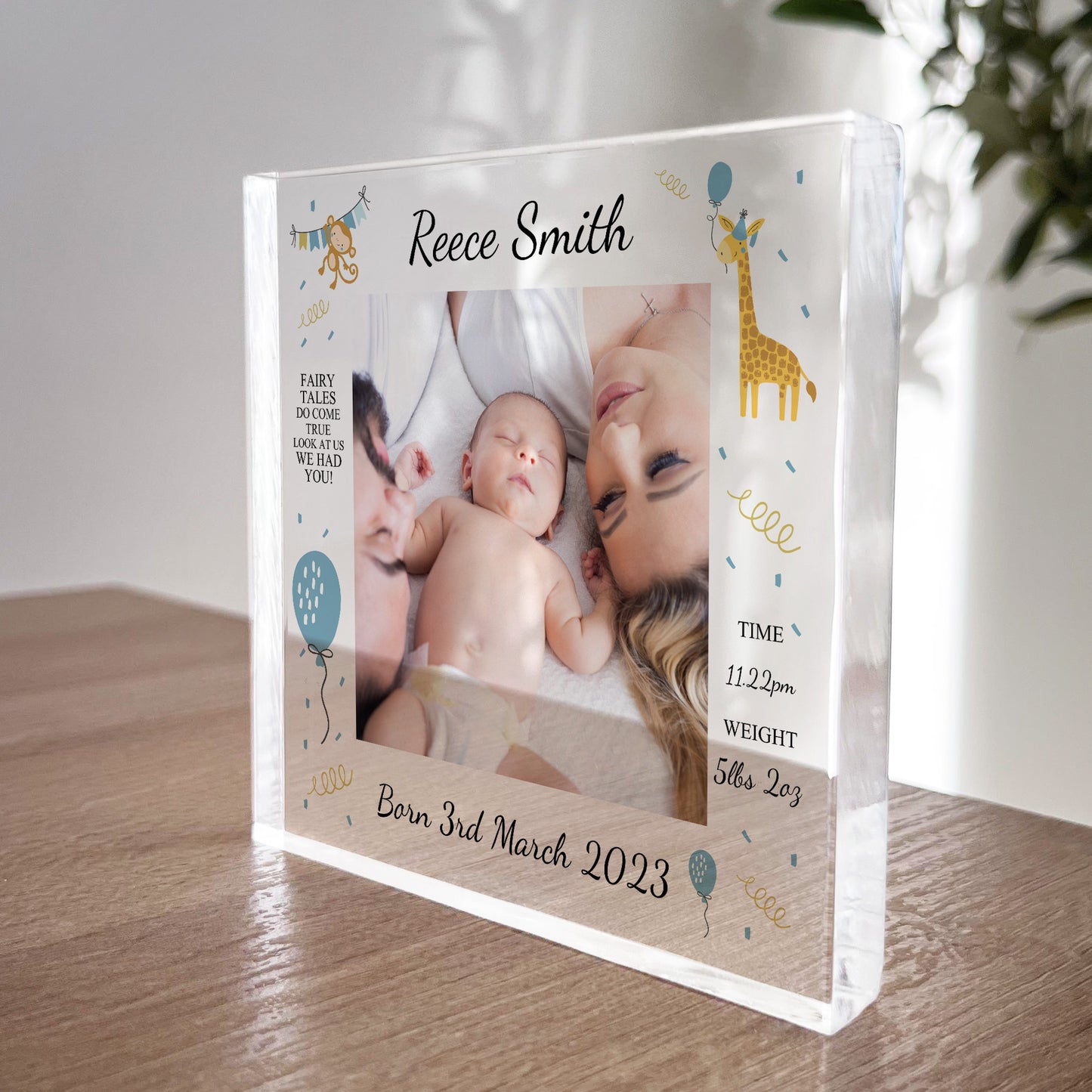 Personalised Baby Gift Photo Block Birth Details Nursery Decor