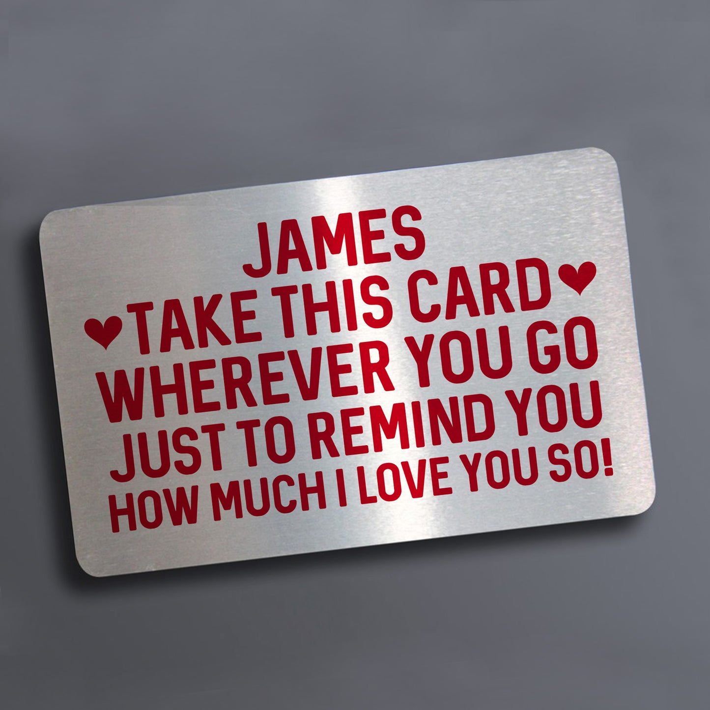 Personalised Love You Metal Card Birthday Xmas Gift For Him