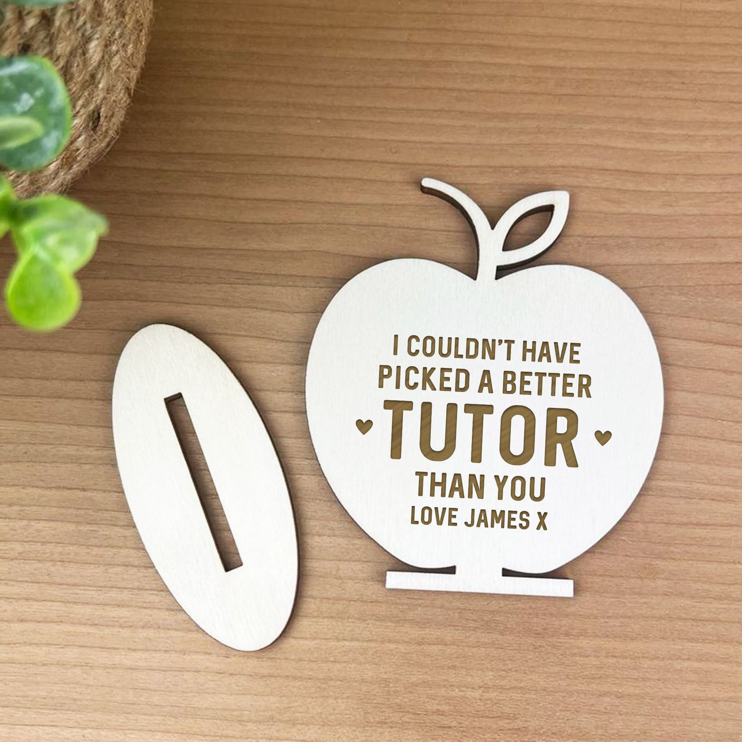 Tutor Gifts Personalised Wood Apple Thank You Gift For Him Her