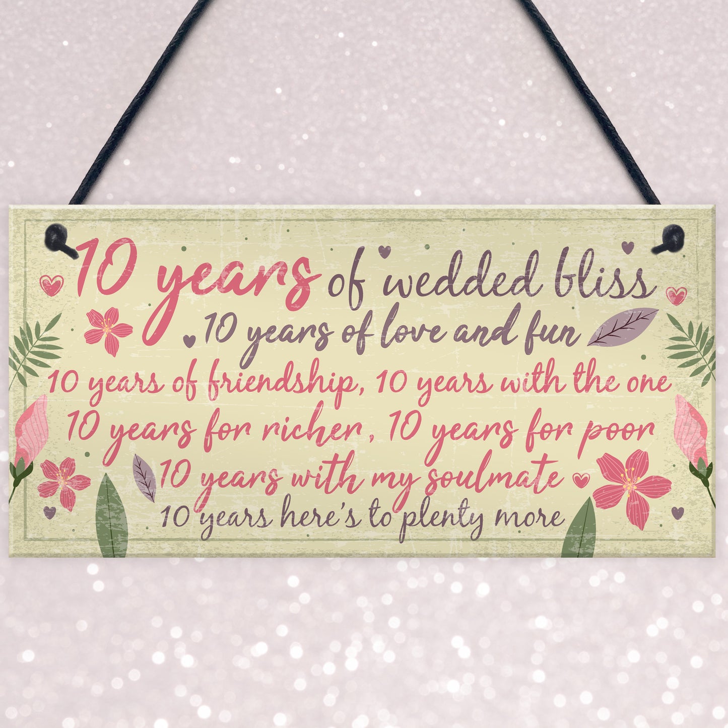 10th Wedding Anniversary Card Gift For Husband Wife Ten Year