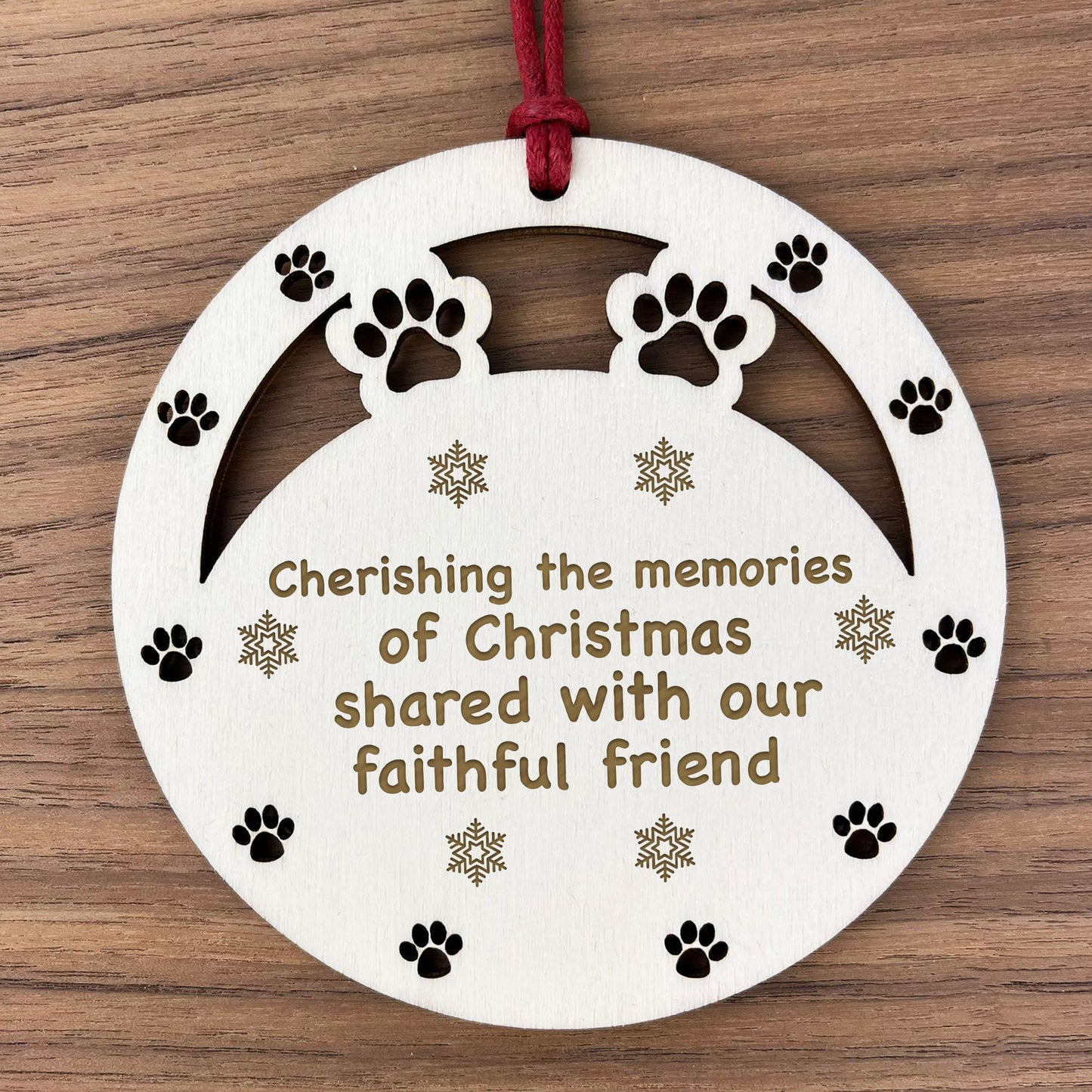 Wooden Christmas Decoration Engraved Pet Memorial Decoration