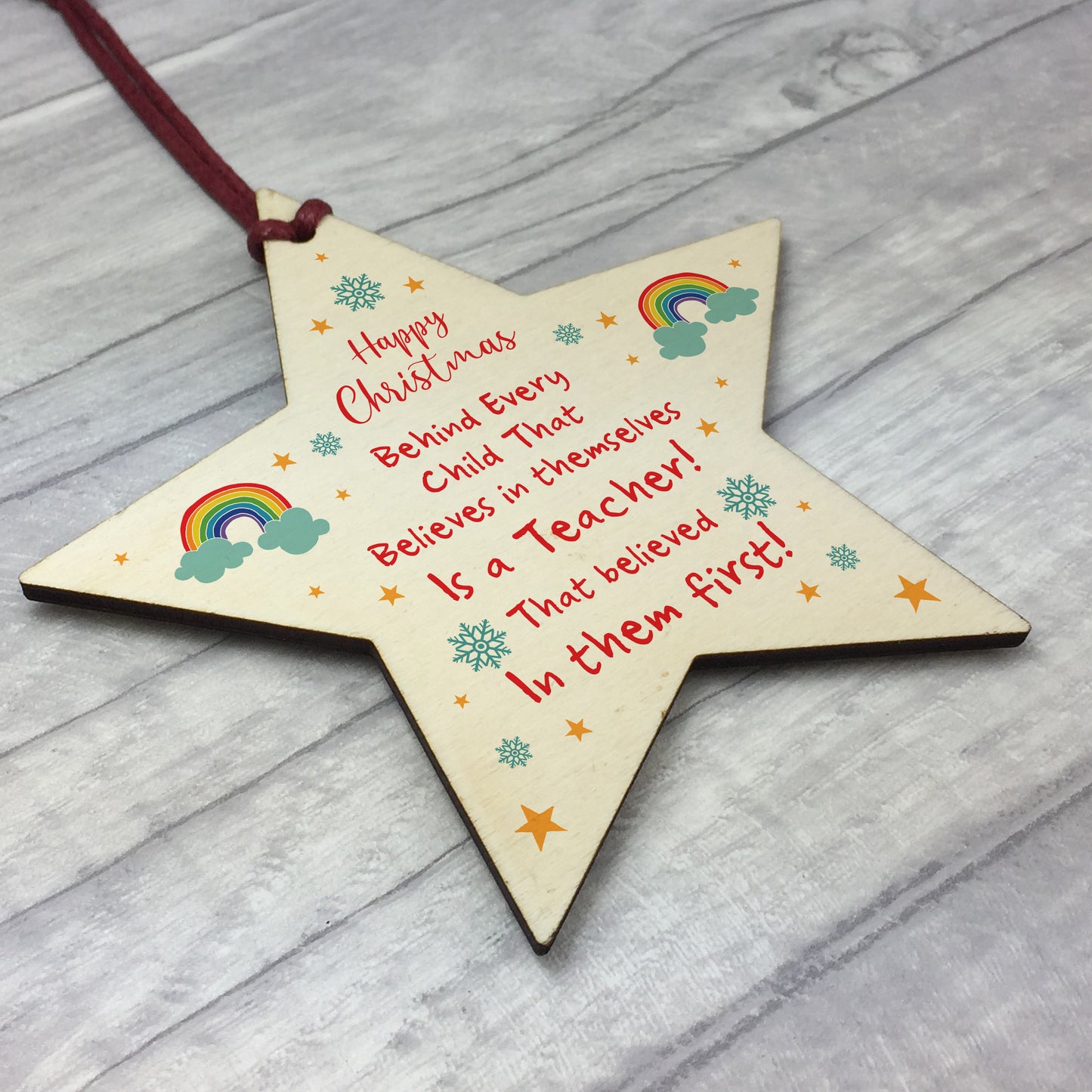 Thank You Gift For Teacher Wooden Star Christmas Gift From Child