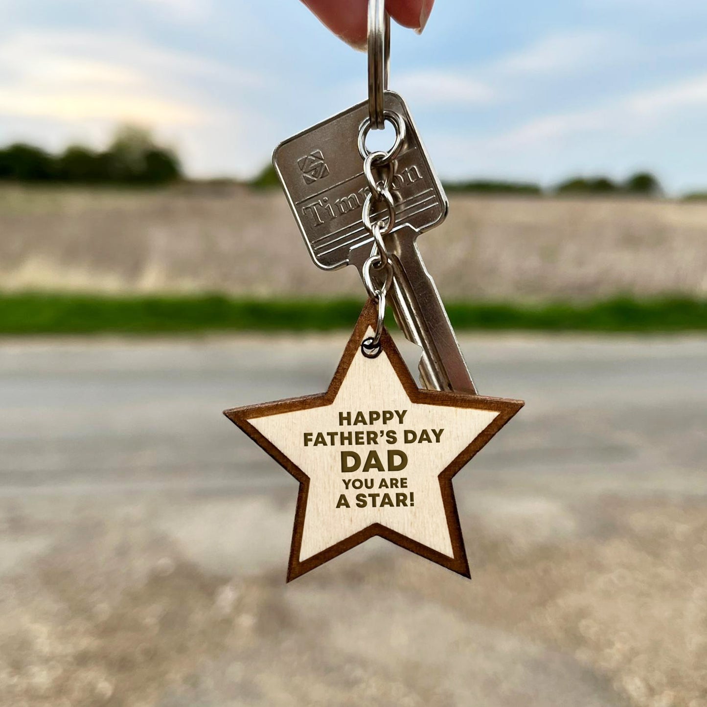 Fathers Day Gifts From Daughter Son Engraved Wood Keyring