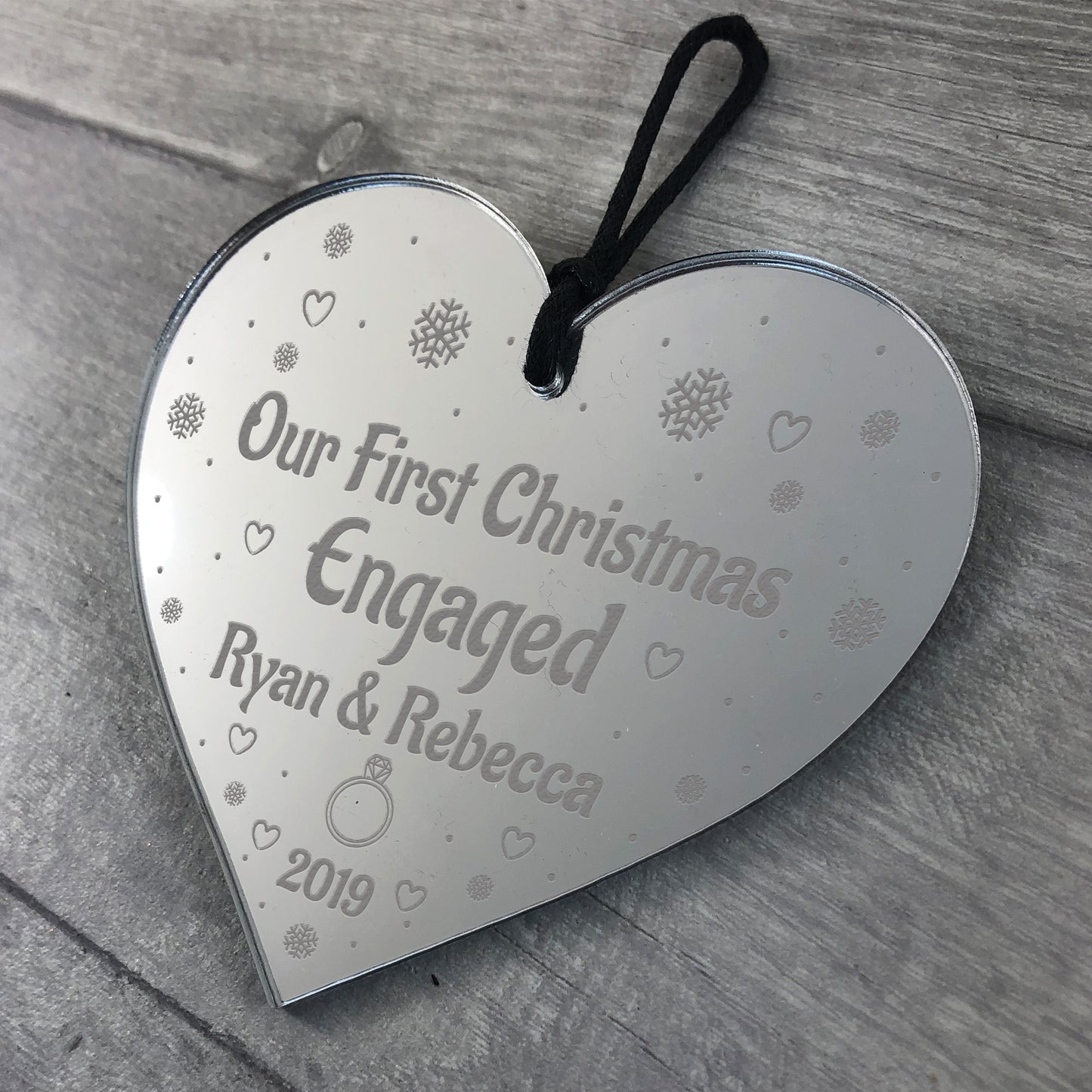 1st Christmas Bauble Personalised Acrylic Heart Engagement Gift