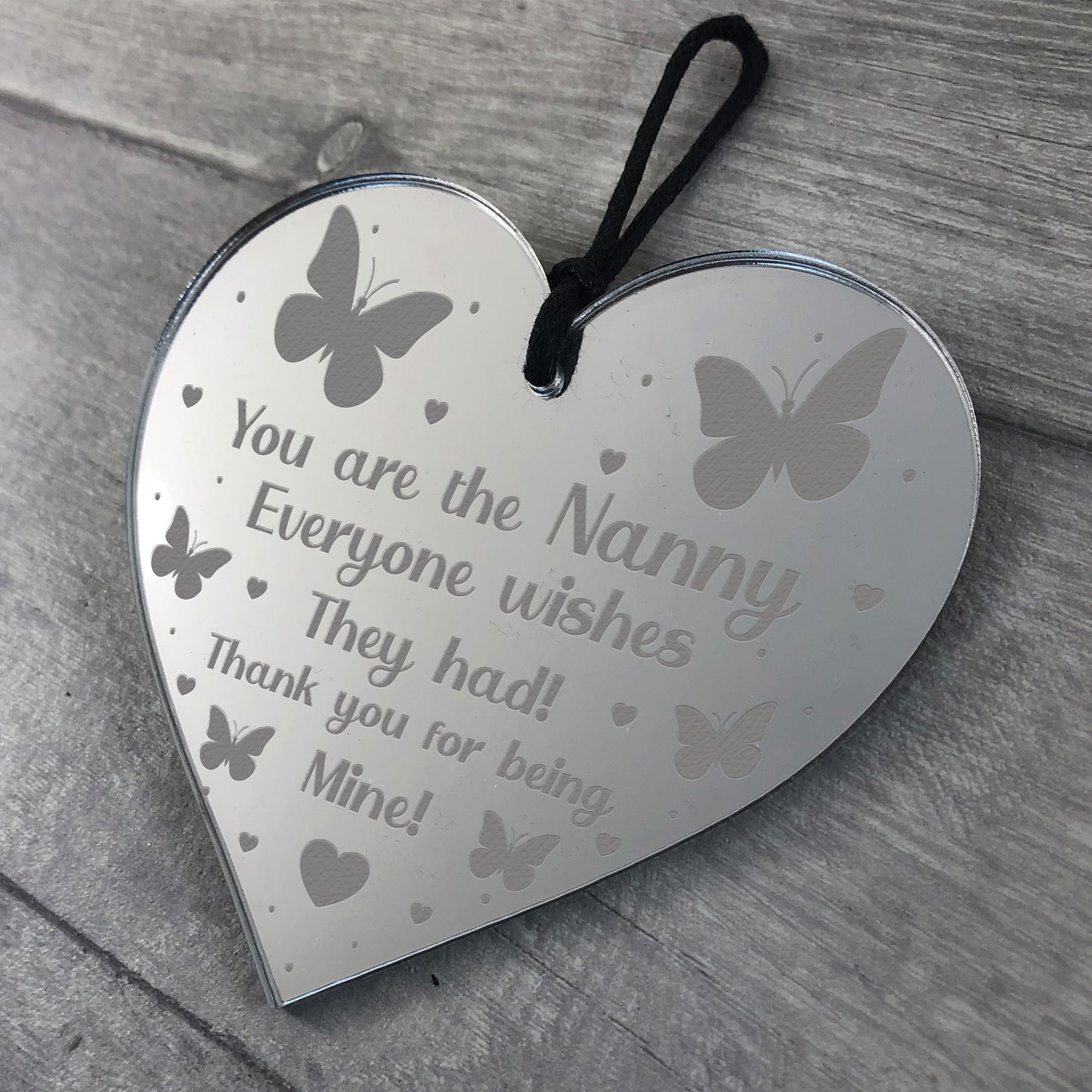 Thank You Nanny Gift For Birthday Christmas Engraved Heart