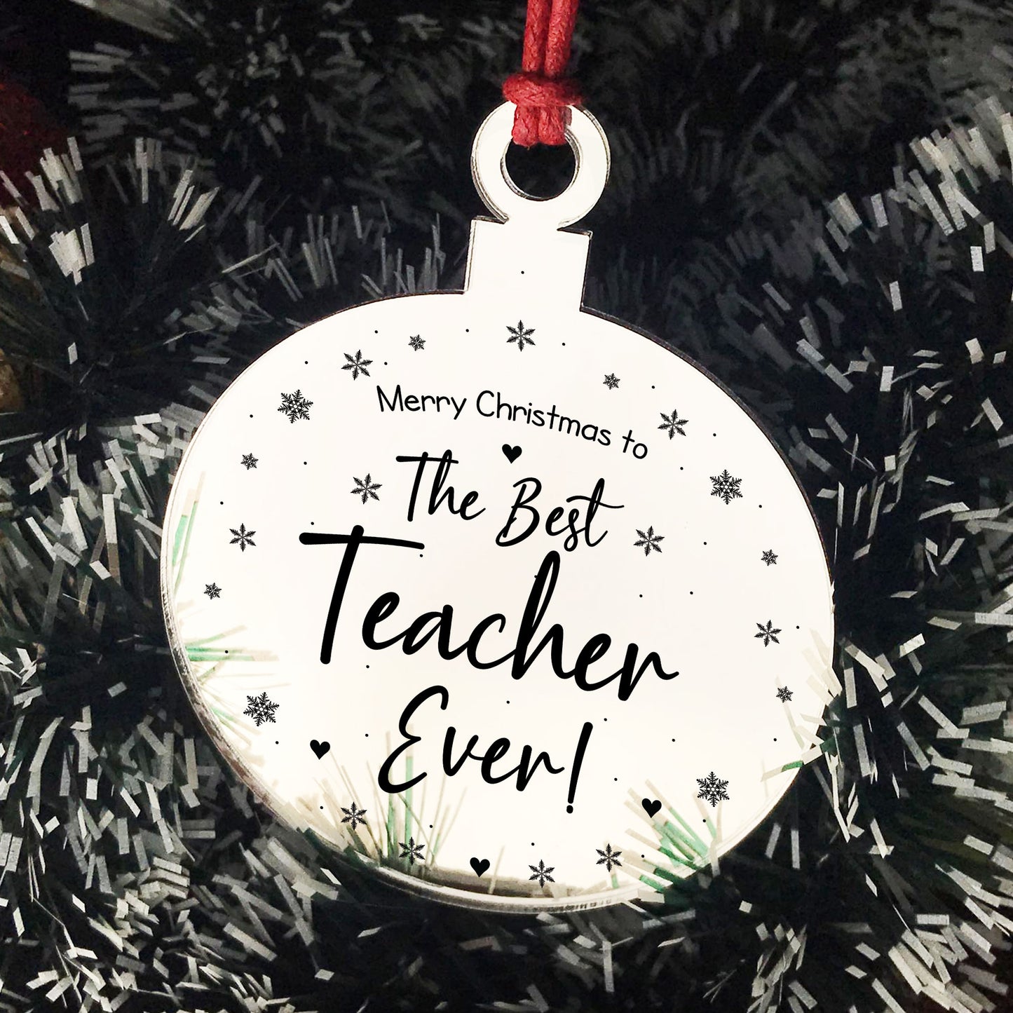 Merry Christmas Gift To The Best Teacher Ever Engraved Decor