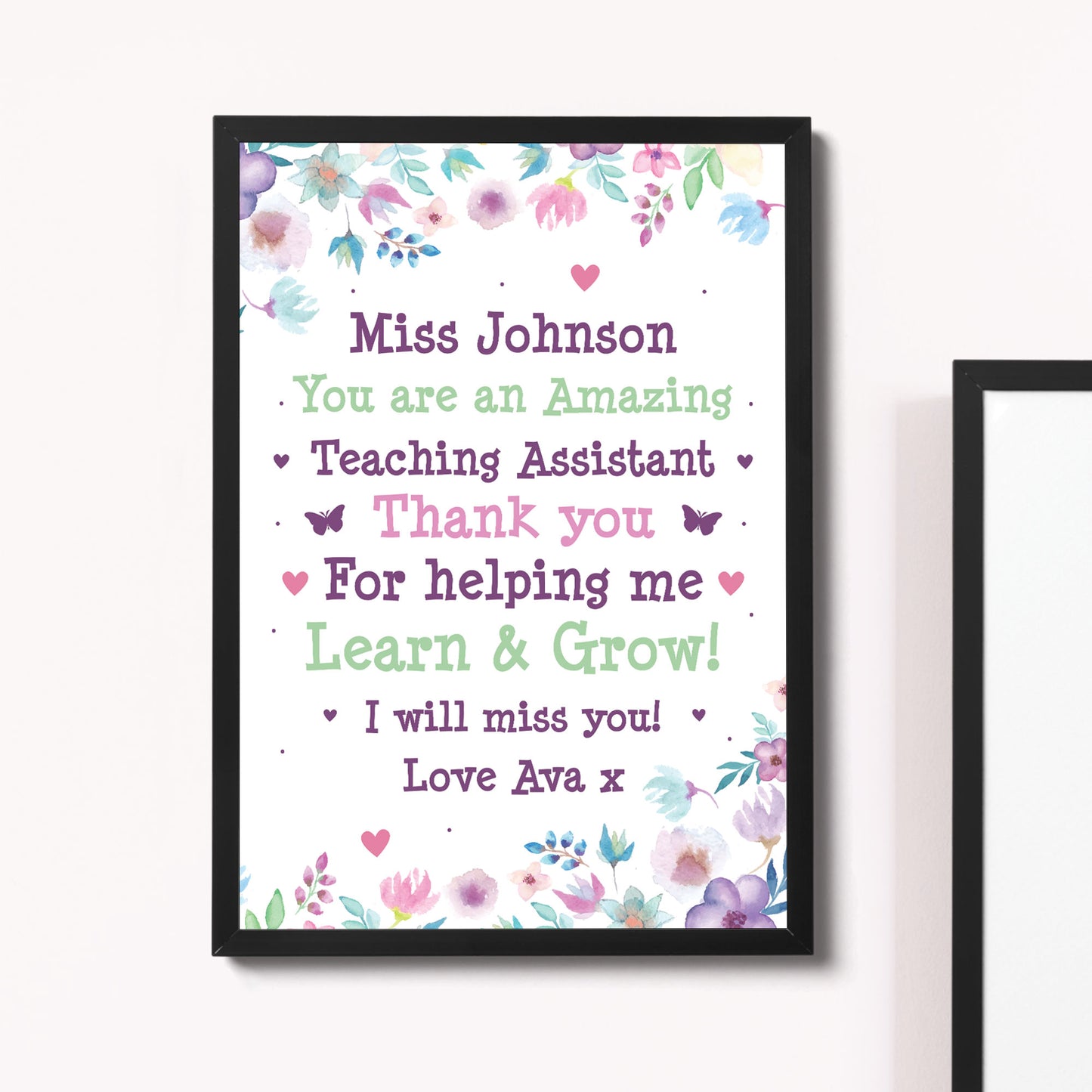 Personalised Teaching Assistant Framed Print Leaving School Gift