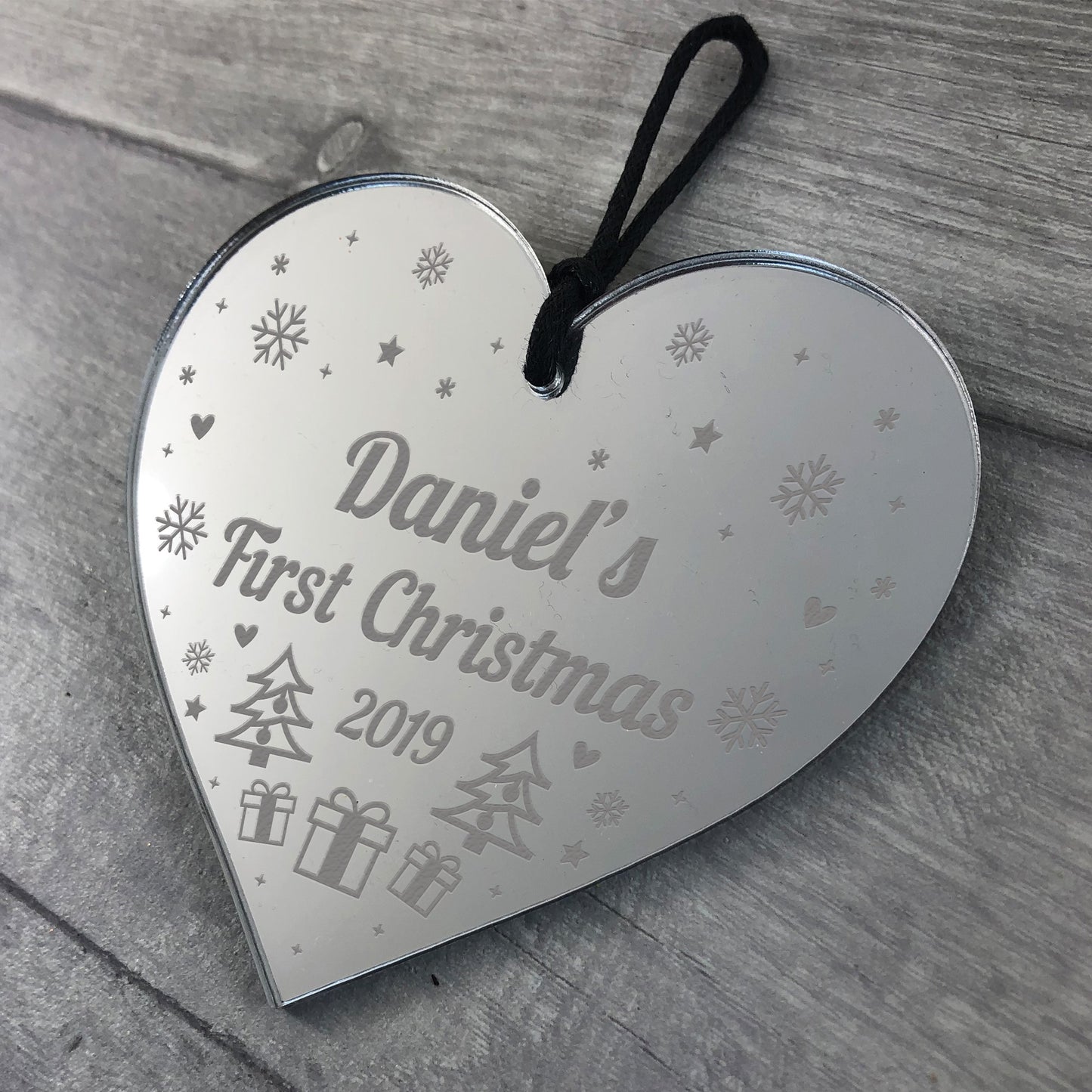 1st Christmas Bauble Ornament New Baby Mirror Acrylic Heart