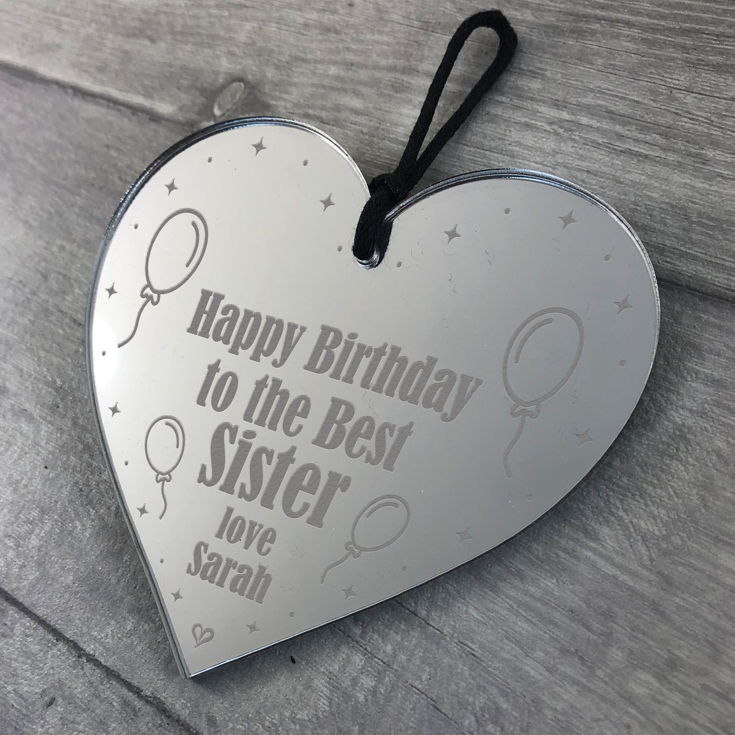 Best Sister Birthday Gift Personalised Engraved Heart Gift