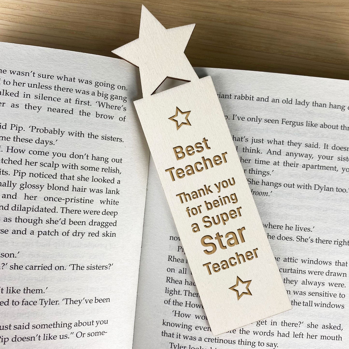 Wooden Bookmark Star Teacher Gift Thank You School Nursery