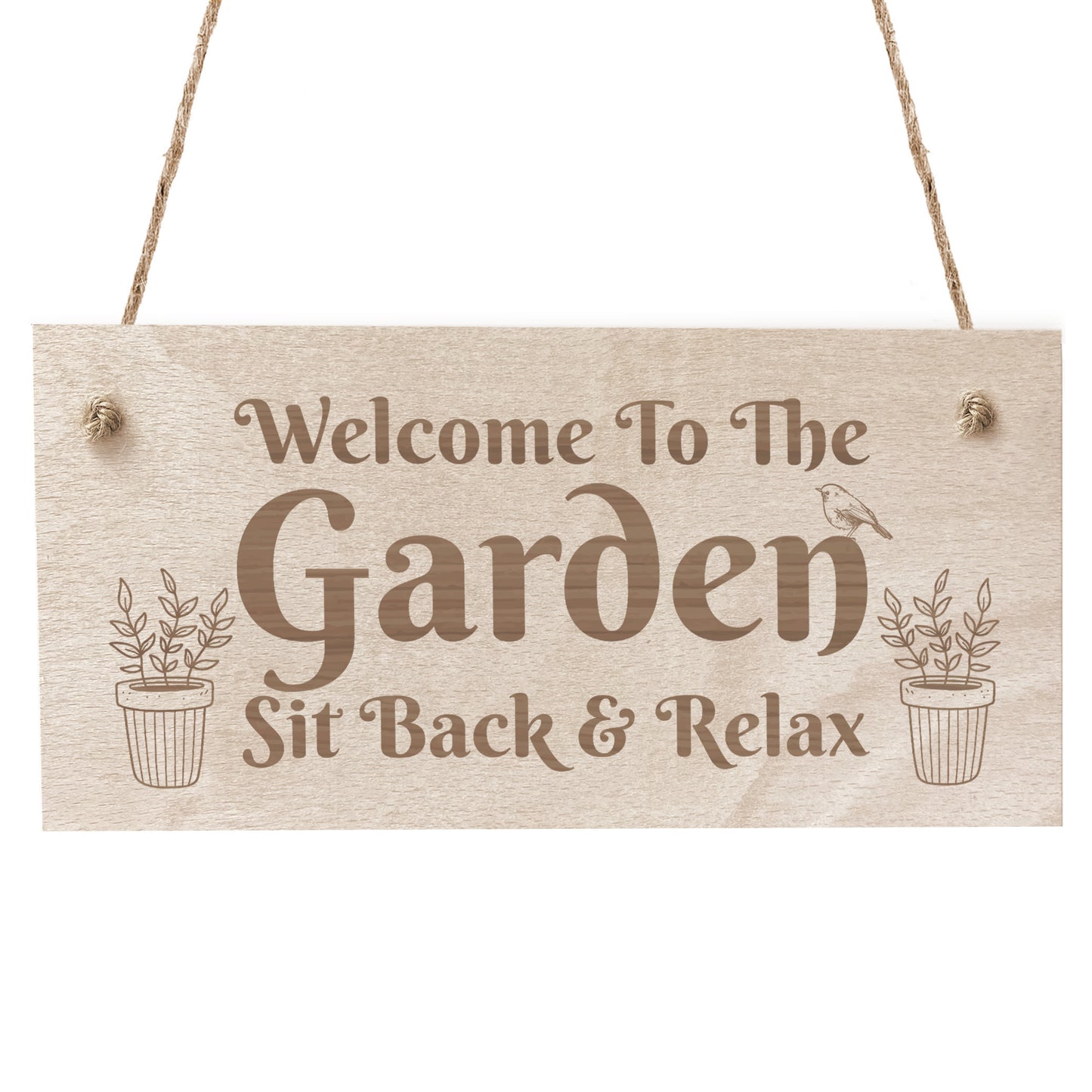 Garden Welcome Sign Engraved Wood Plaque Gift For Garden Shed