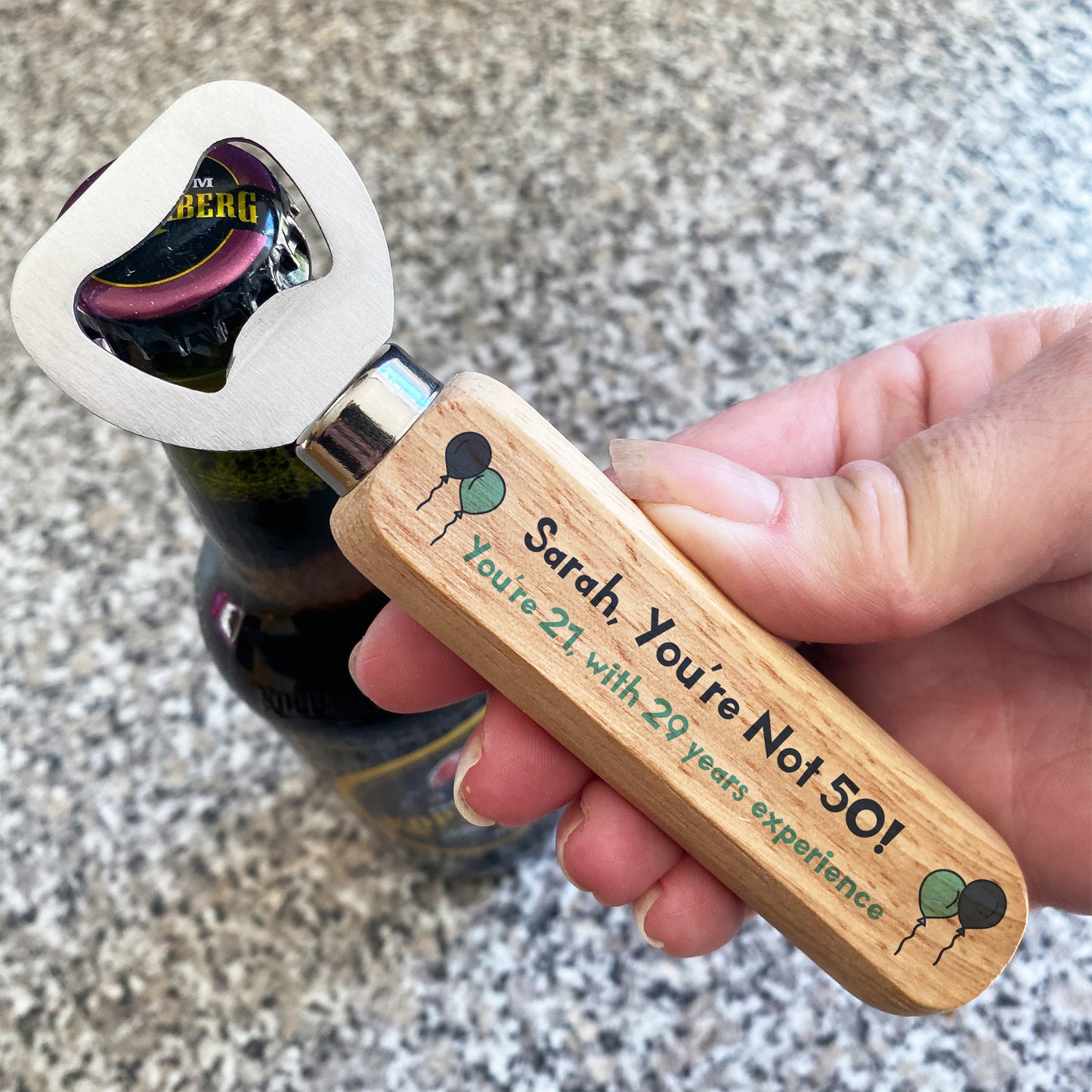 Novelty 50th Birthday Gift For Him Her Friend Wood Bottle Opener