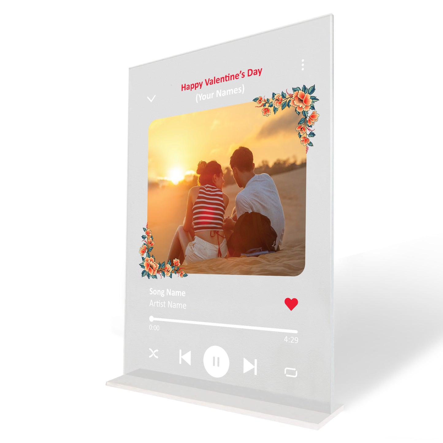 Personalised Photo Plaque Valentine's Day Gift Custom Song