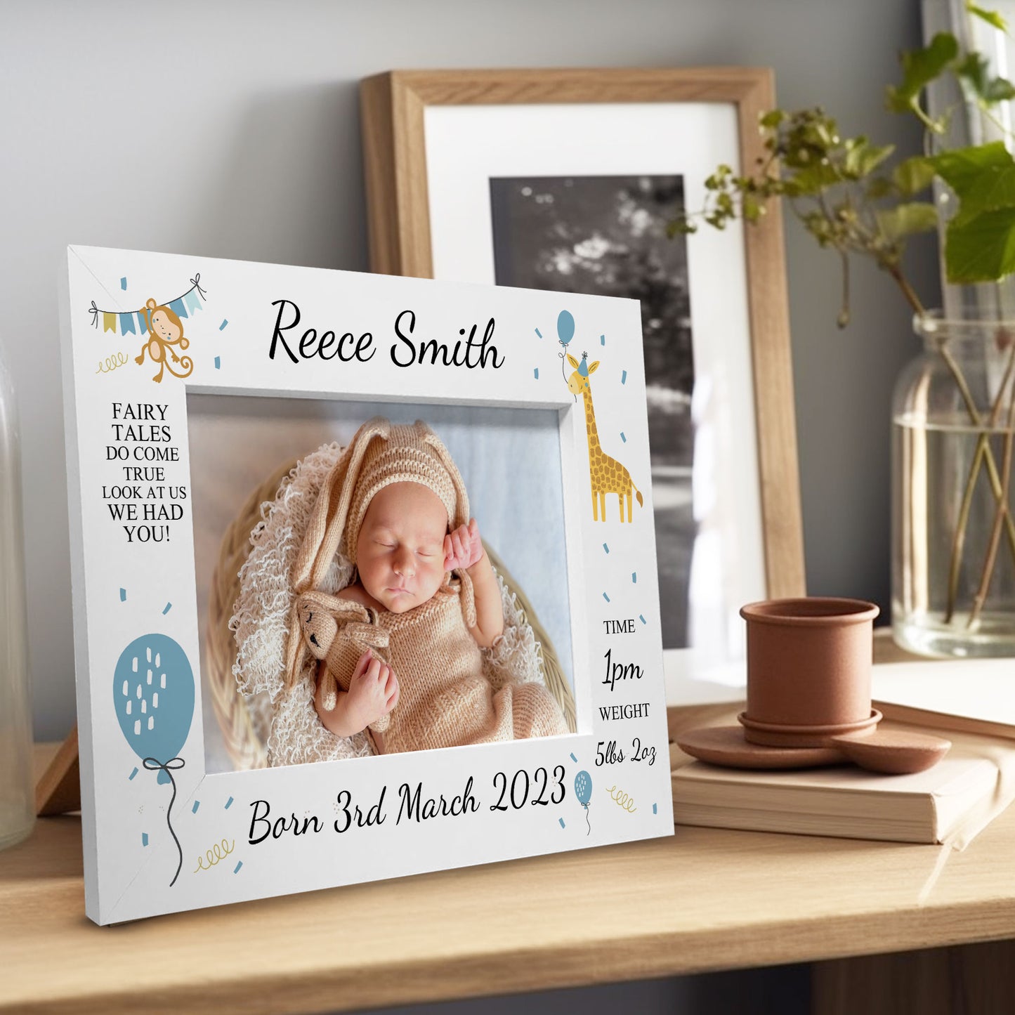 Personalised Baby Boy Gift Photo Frame Birth Details Nursery