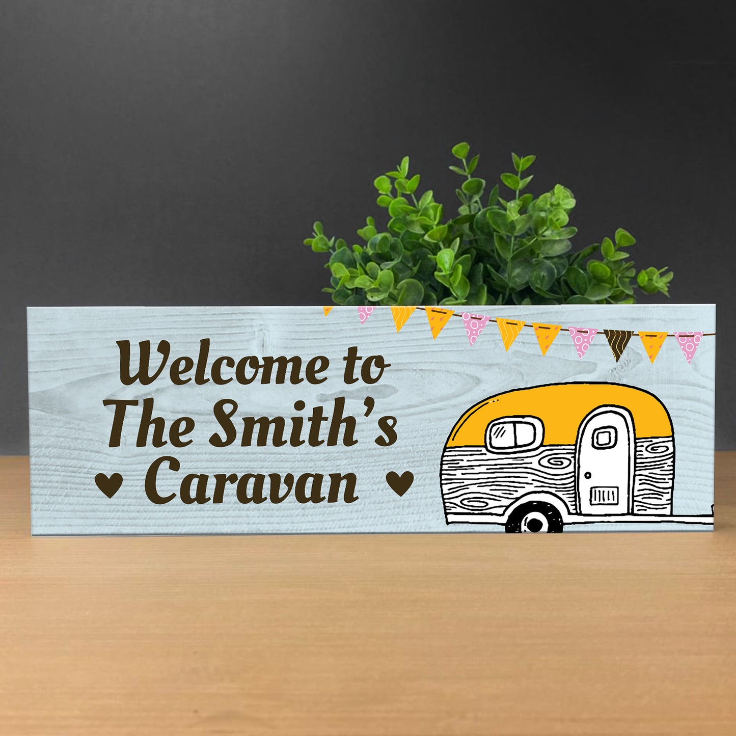 Personalised Caravan Wood Outdoor Sign Welcome Plaques