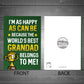 Grandad Birthday Fathers Day Card WORLDS BEST GRANDAD Card