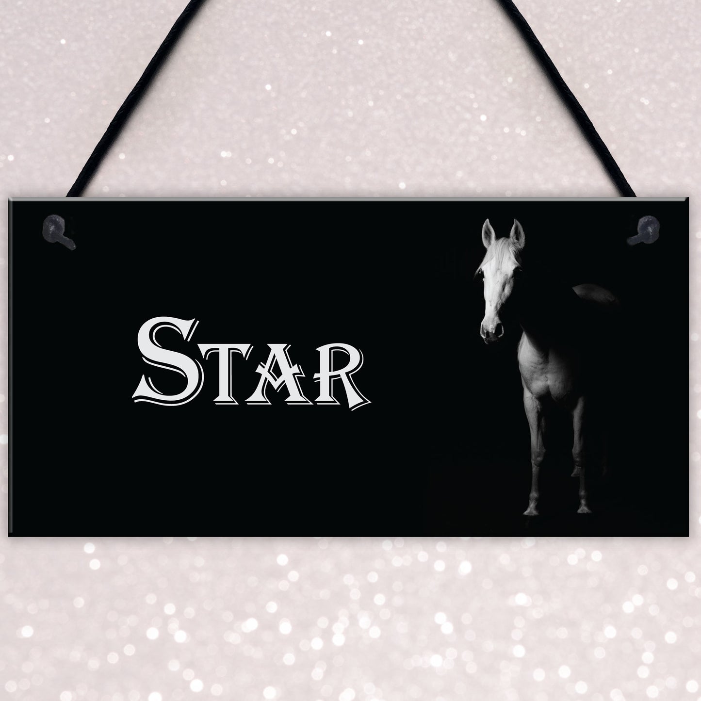 Personalised White Horse Pony Stable Name Plate Hanging Plaque