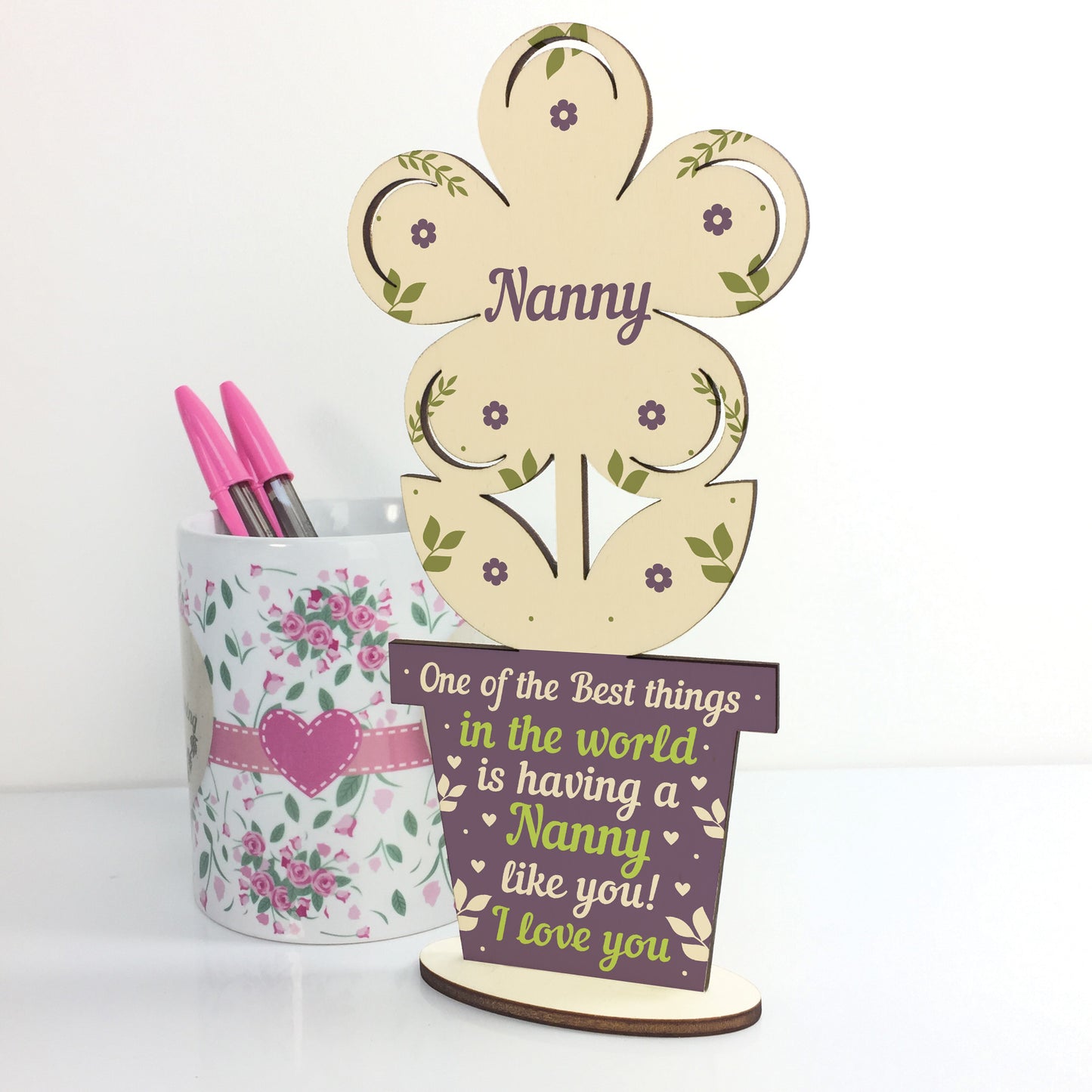 Mothers Day Gift Wooden Heart Nanny Birthday Christmas Gifts