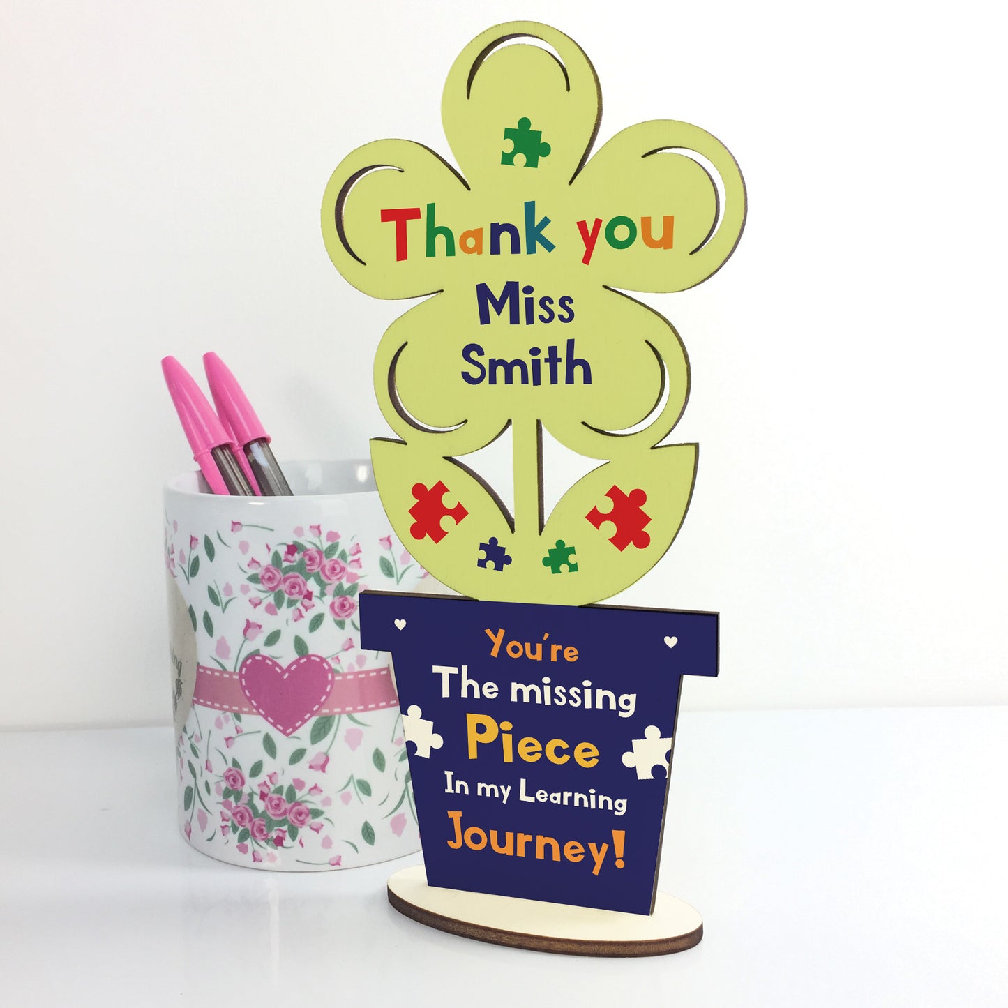 Thank You Wooden Flower Gift For Teacher Assistant Personalised