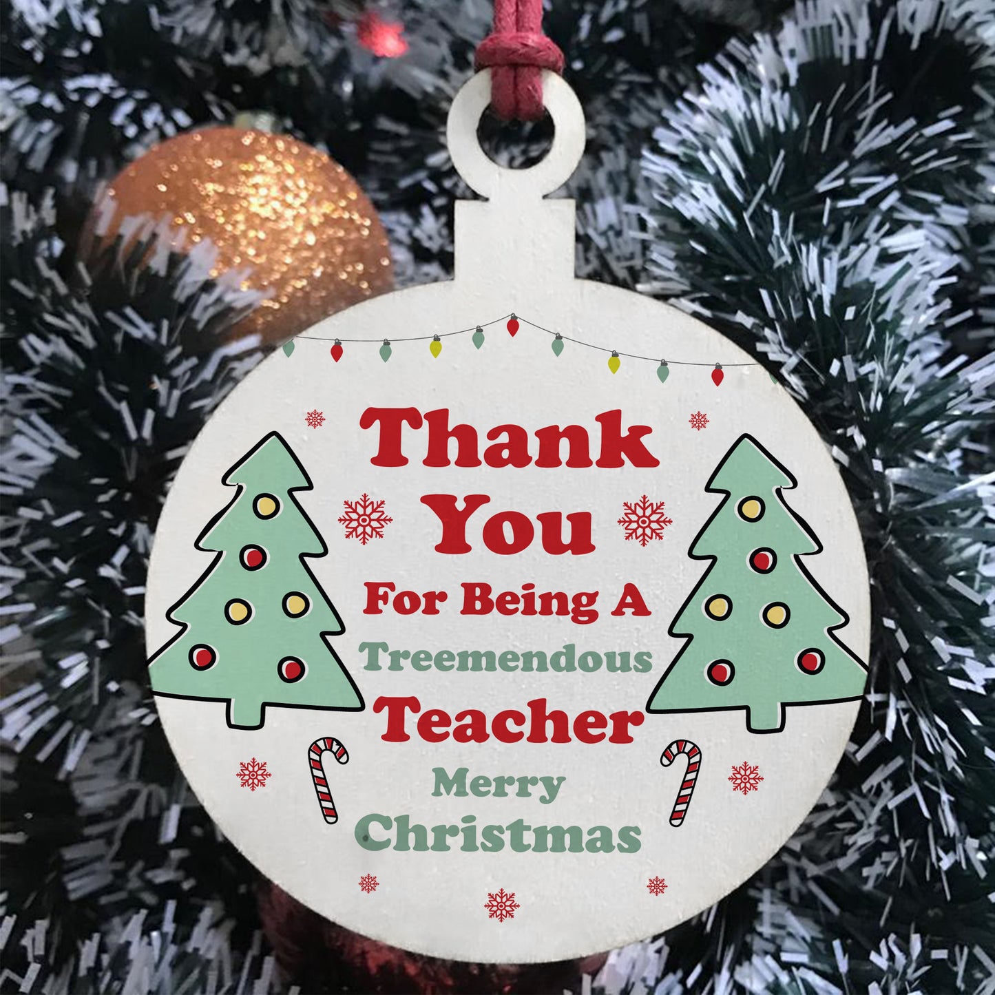 Funny Christmas Gift For Teacher Hanging Wood Tree Decoration