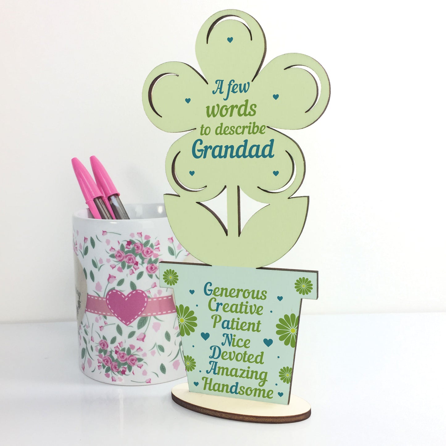 Fathers Day Gift Grandad Birthday Gift Wood Flower Grandad Gifts