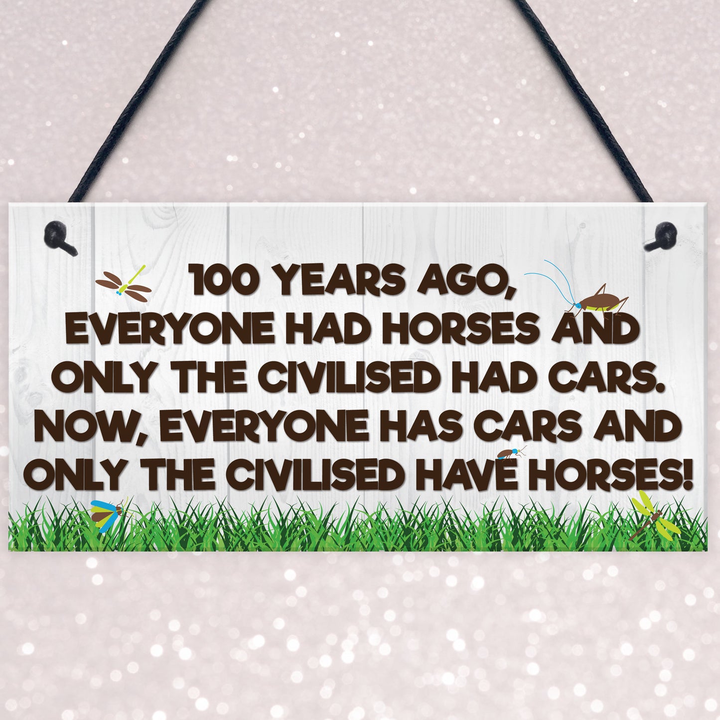 Civilised Horses Funny Barn Stable Door Pony Gift Haging Plaque