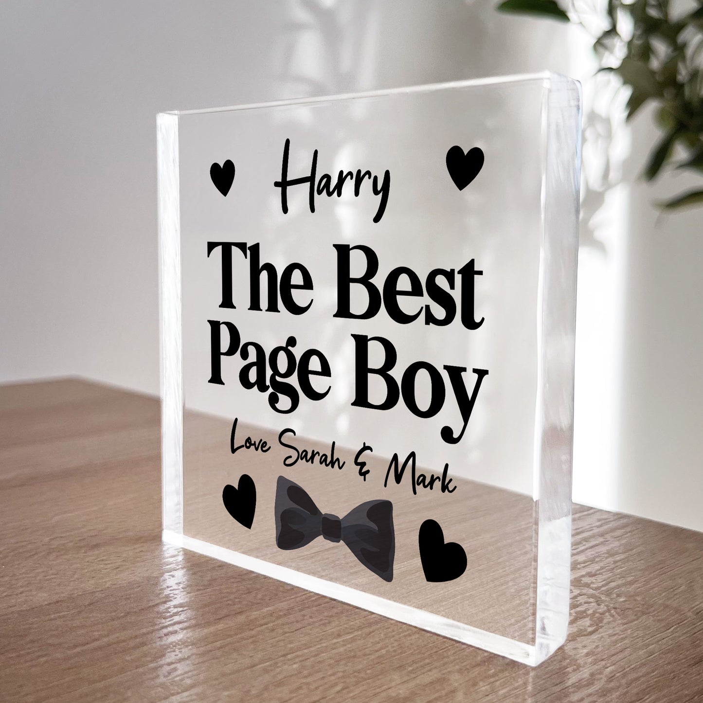 Thank You Gift For Page Boy Personalised Acrylic Block Page Boy