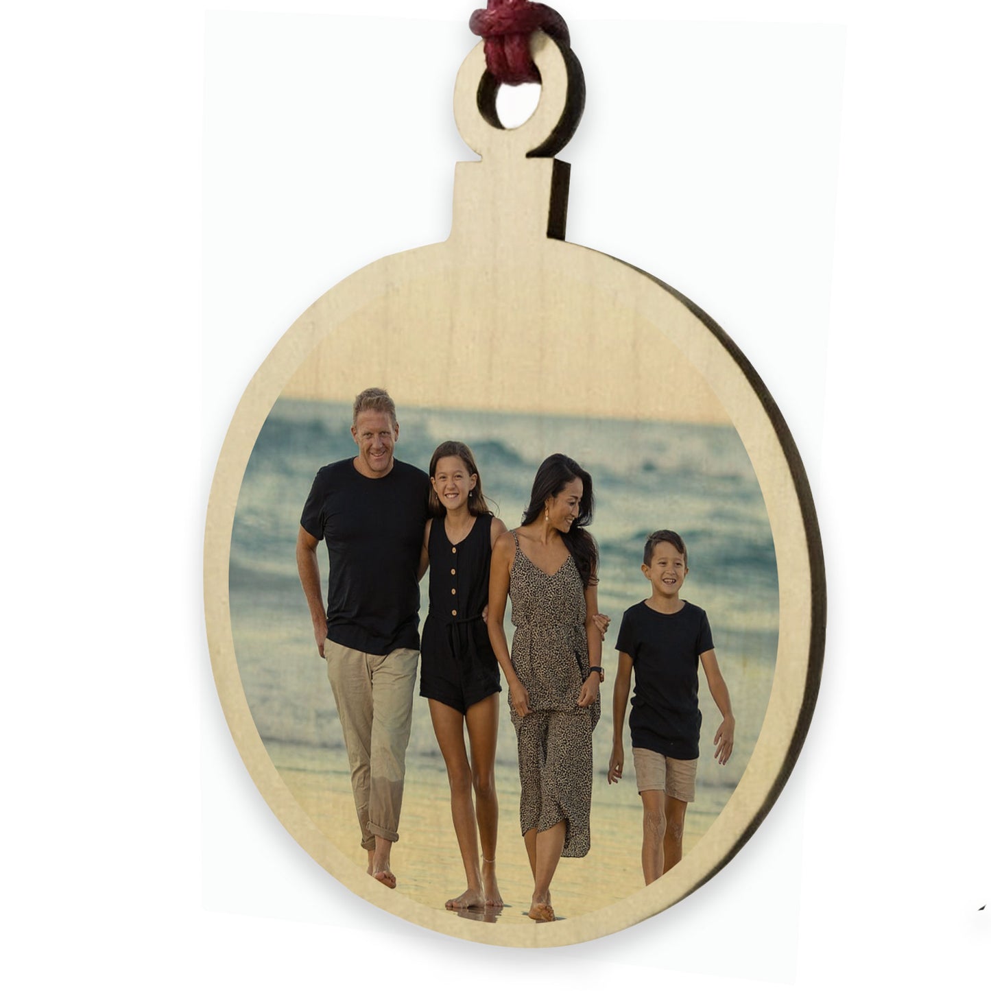 Personalised Custom Photo Wooden Bauble Tree Decoration Family