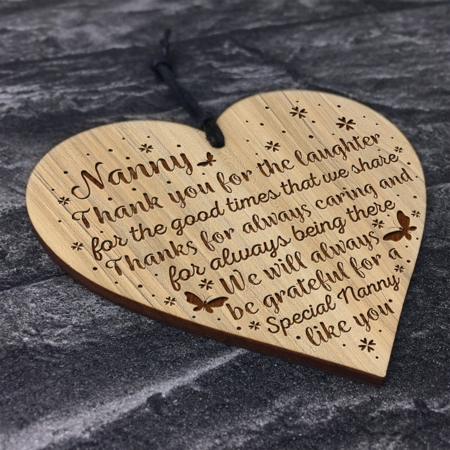 Nanny Thank You Gifts Engraved Wooden Heart Birthday Christmas