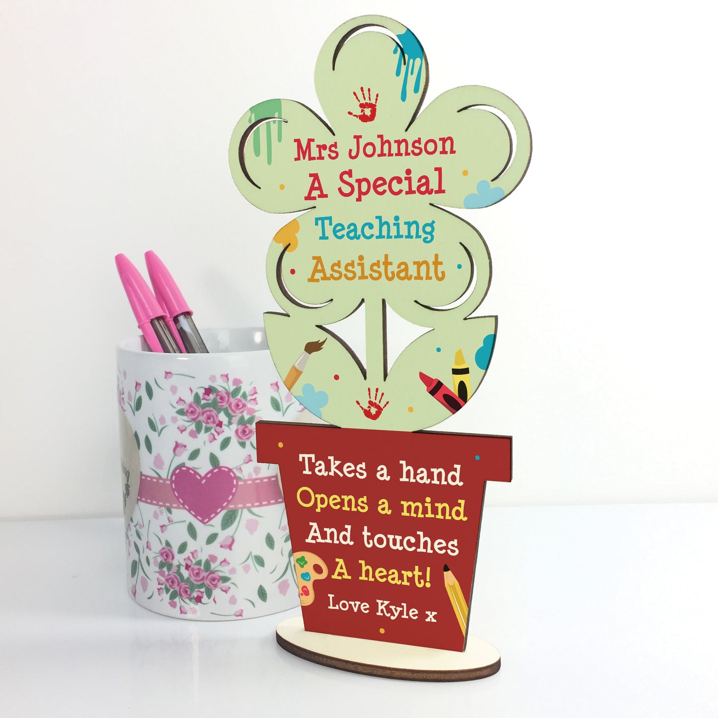 Special Gift For Teacher Assistant Wood Flower Plaque Thank You