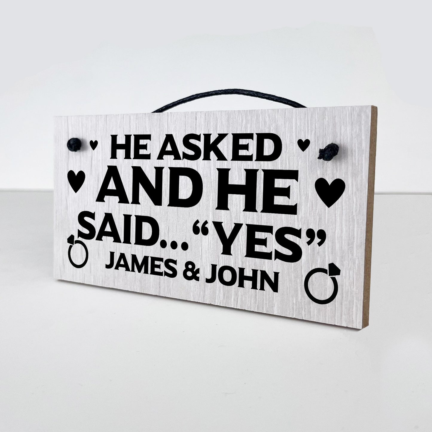 He Said Yes Hanging Shabby Sign Personalised Engagement Gifts