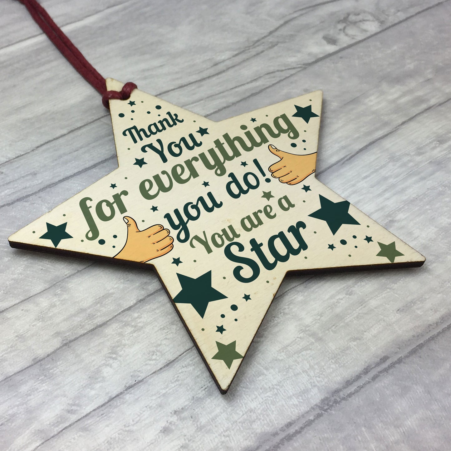 Wood Star Plaque Thank You Gift For Colleague Volunteer Teacher