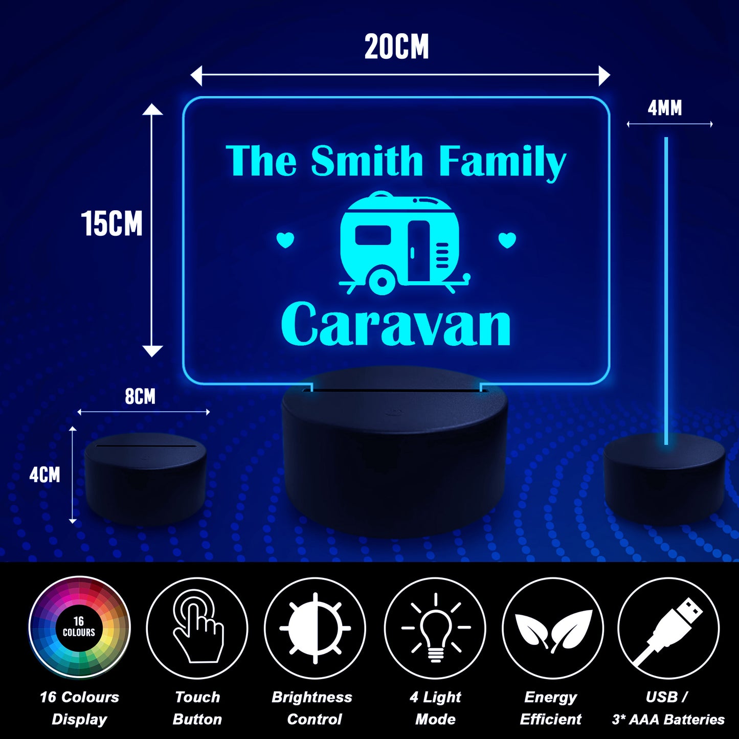 Personalised Caravan Decor Sign LED Sign Novelty Caravan Lover