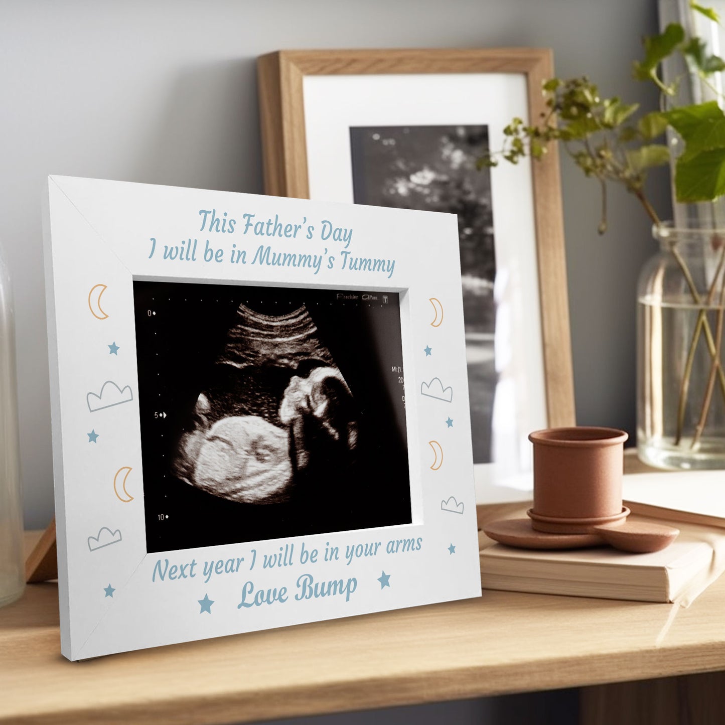 Fathers Day Gift For Dad To Be Wooden Baby Scan Photo Frame