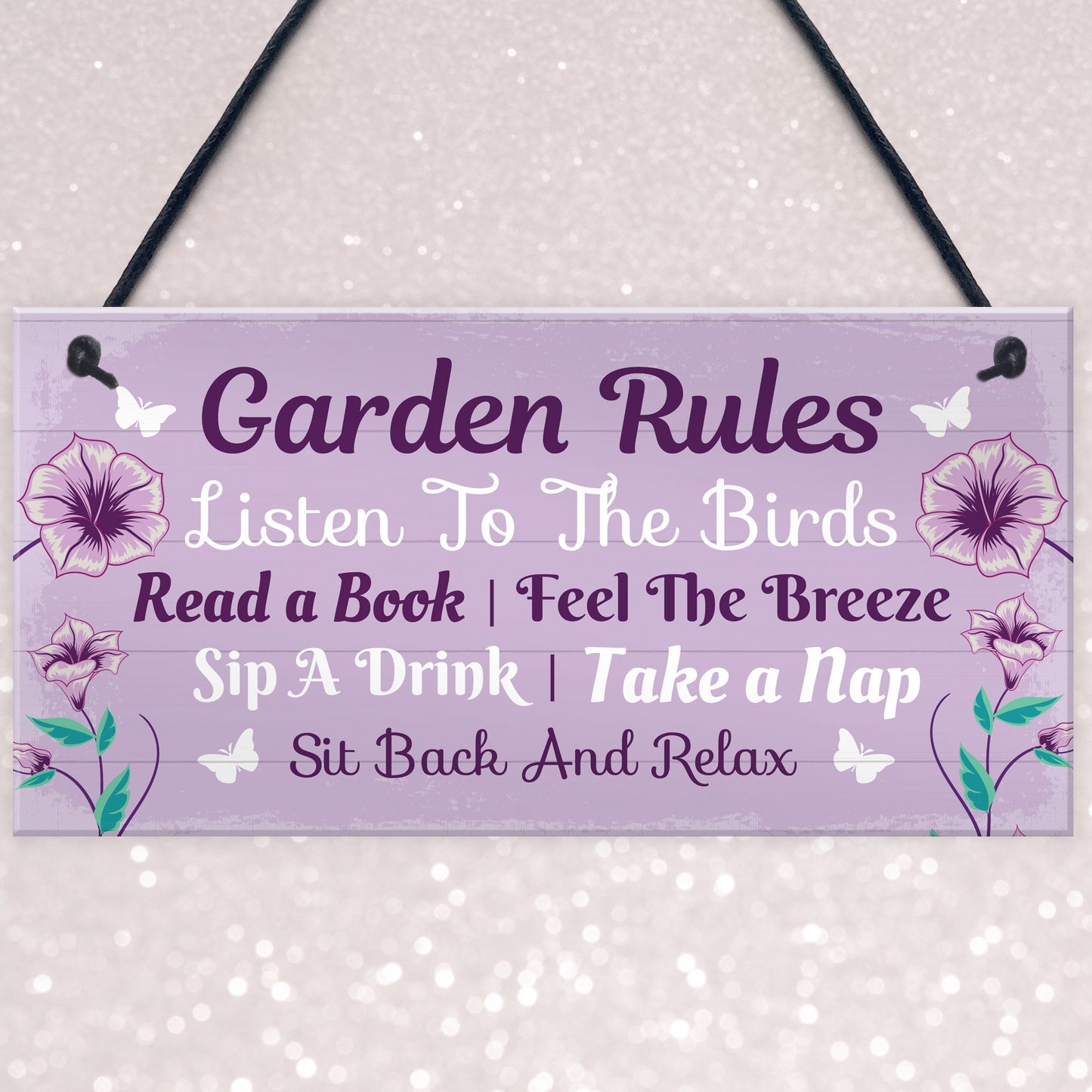 Garden Rules Novelty Hanging Plaque Summer House Accessories