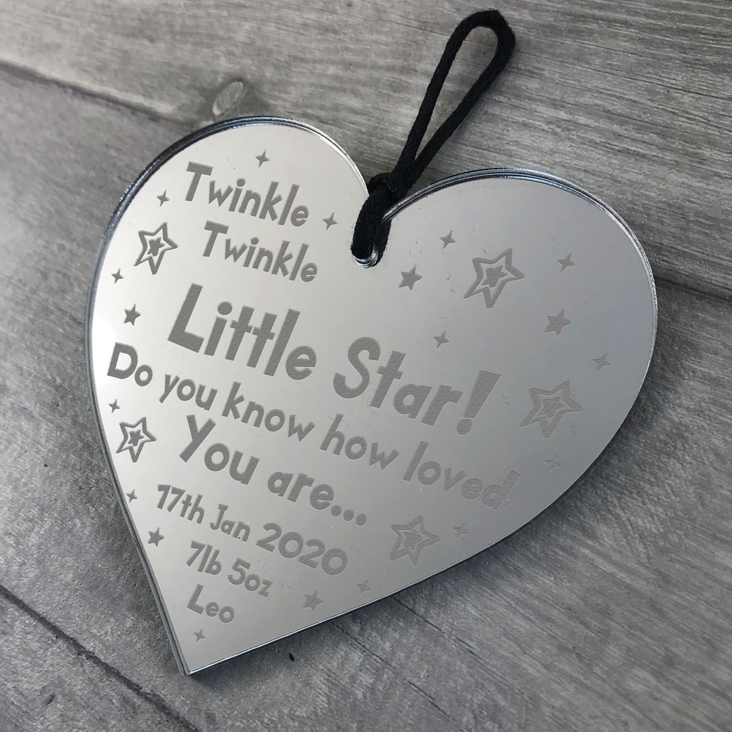 Newborn Baby Gift Personalised Engraved Heart Baby Girl Boy