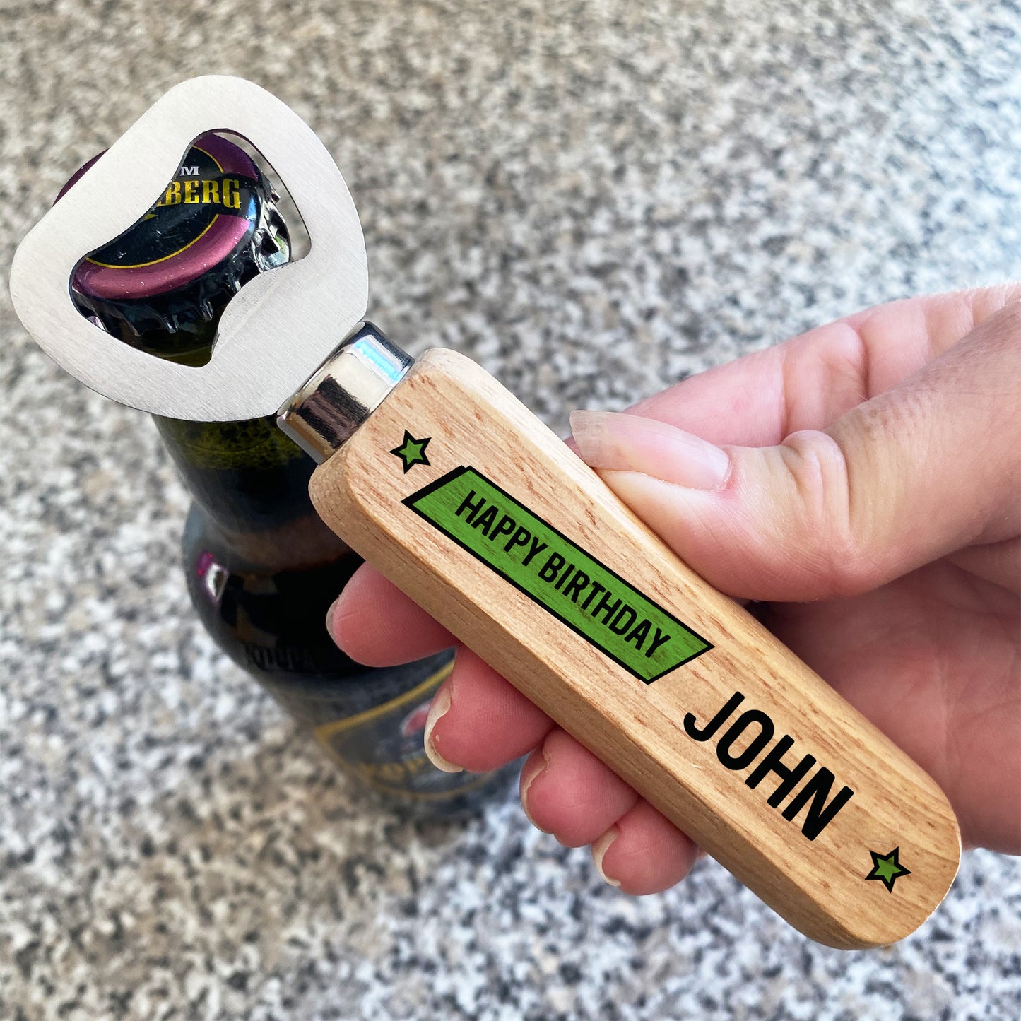 Personalised Birthday Gift For Him Her Wood Bottle Opener