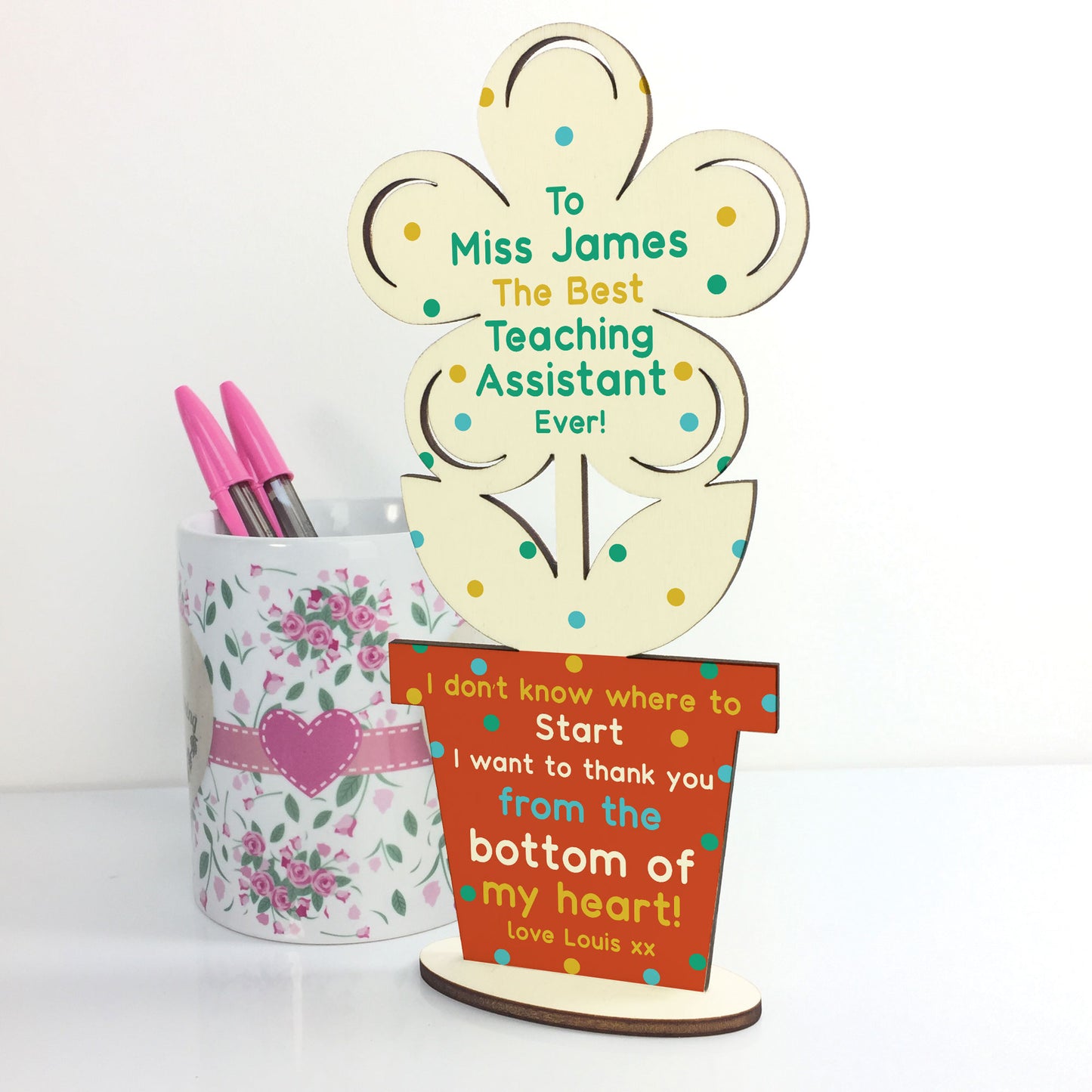 Teacher Gifts Personalised Flower BEST TEACHING ASSISTANT