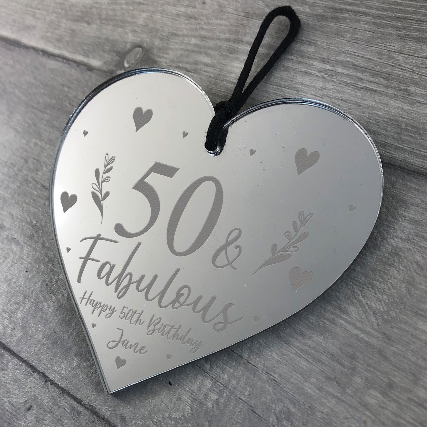 50th Birthday Gift For Mum Sister Auntie Nan Engraved Heart