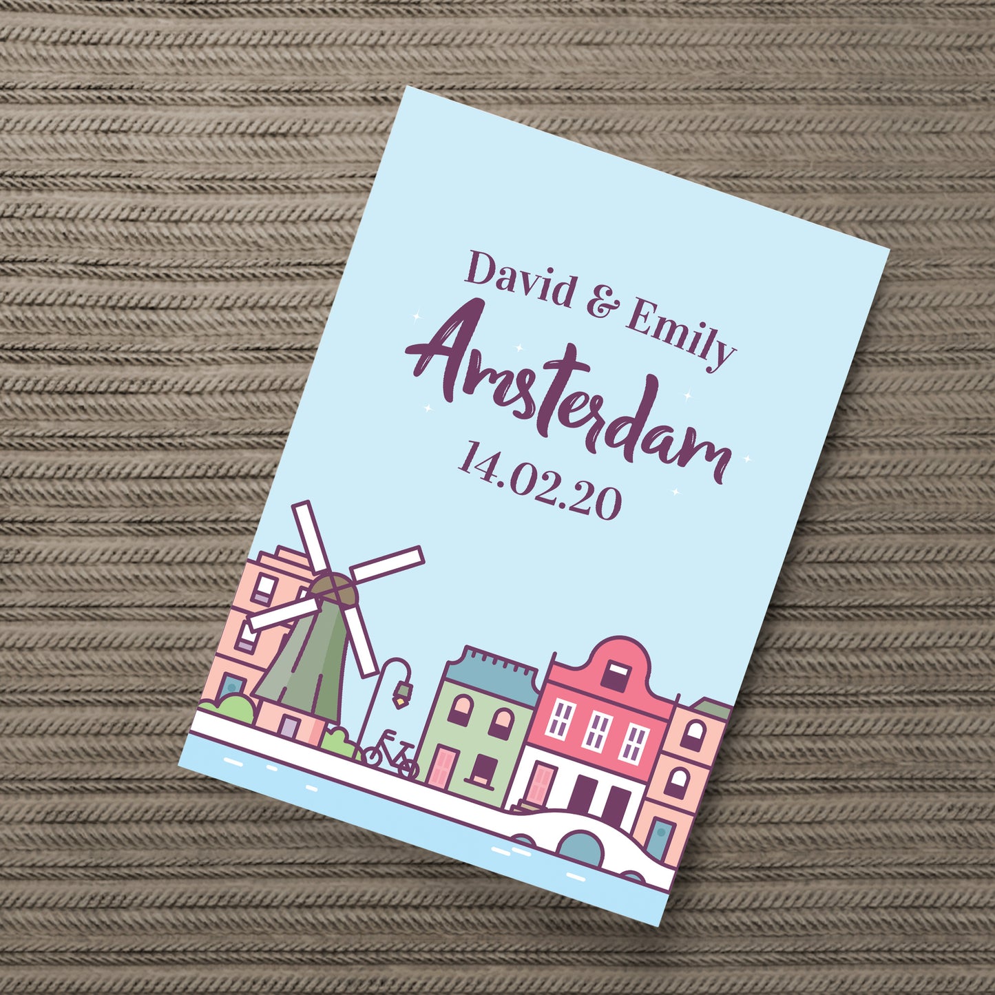 Personalised Amsterdam Print Holiday Reveal Travel Gift